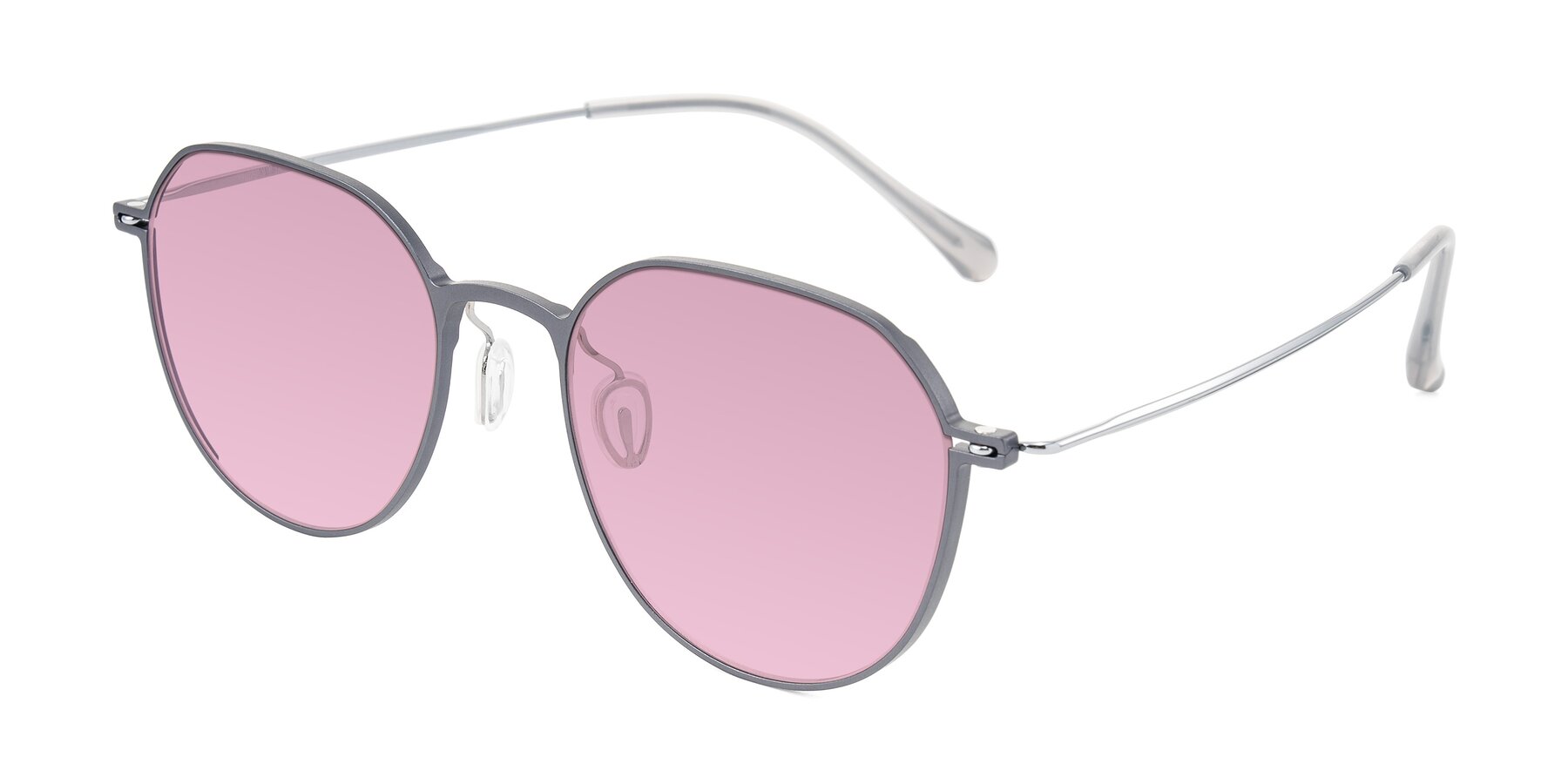 Angle of Pineda in Gray/Silver with Light Wine Tinted Lenses