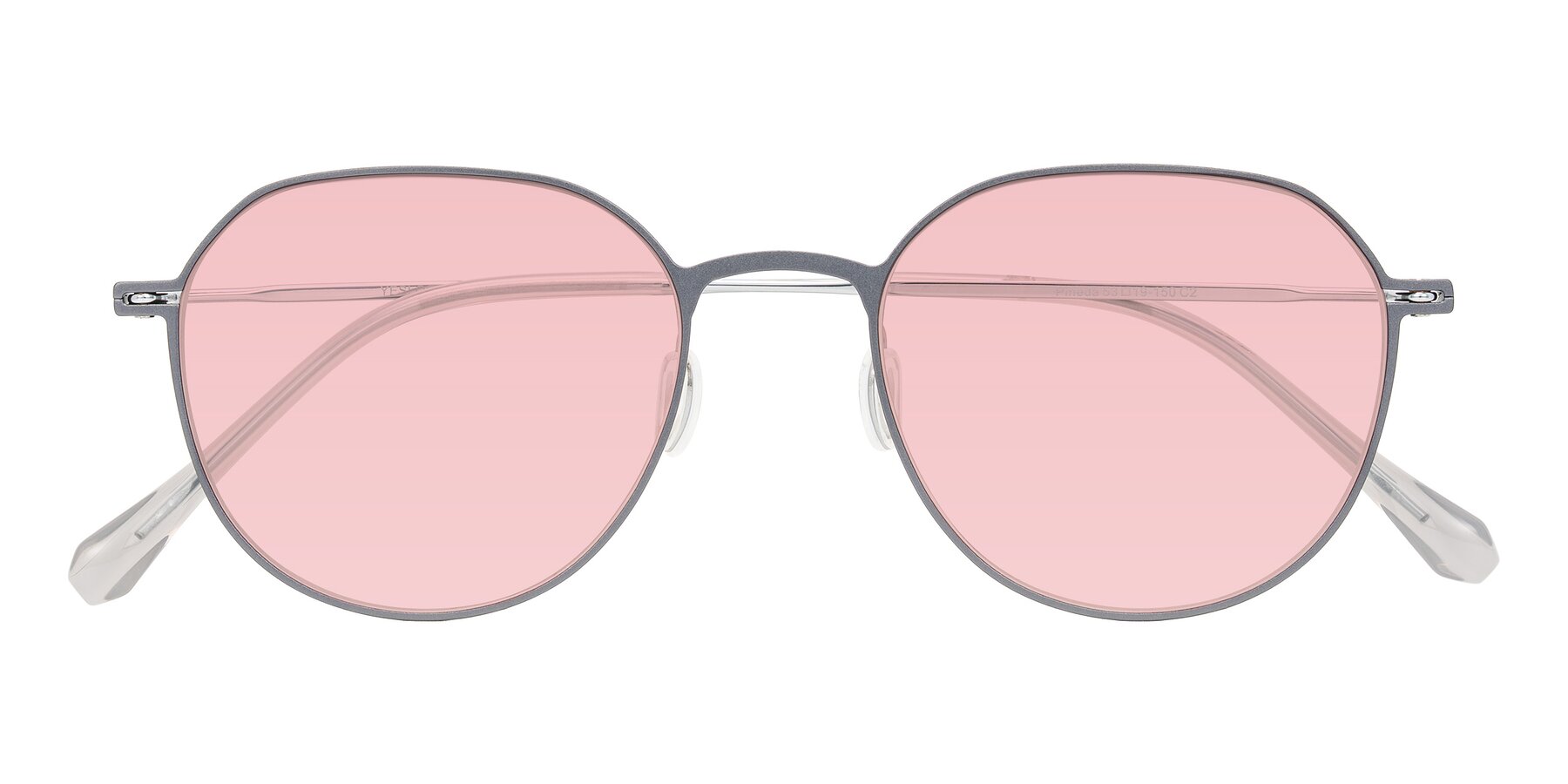 Folded Front of Pineda in Gray/Silver with Light Garnet Tinted Lenses