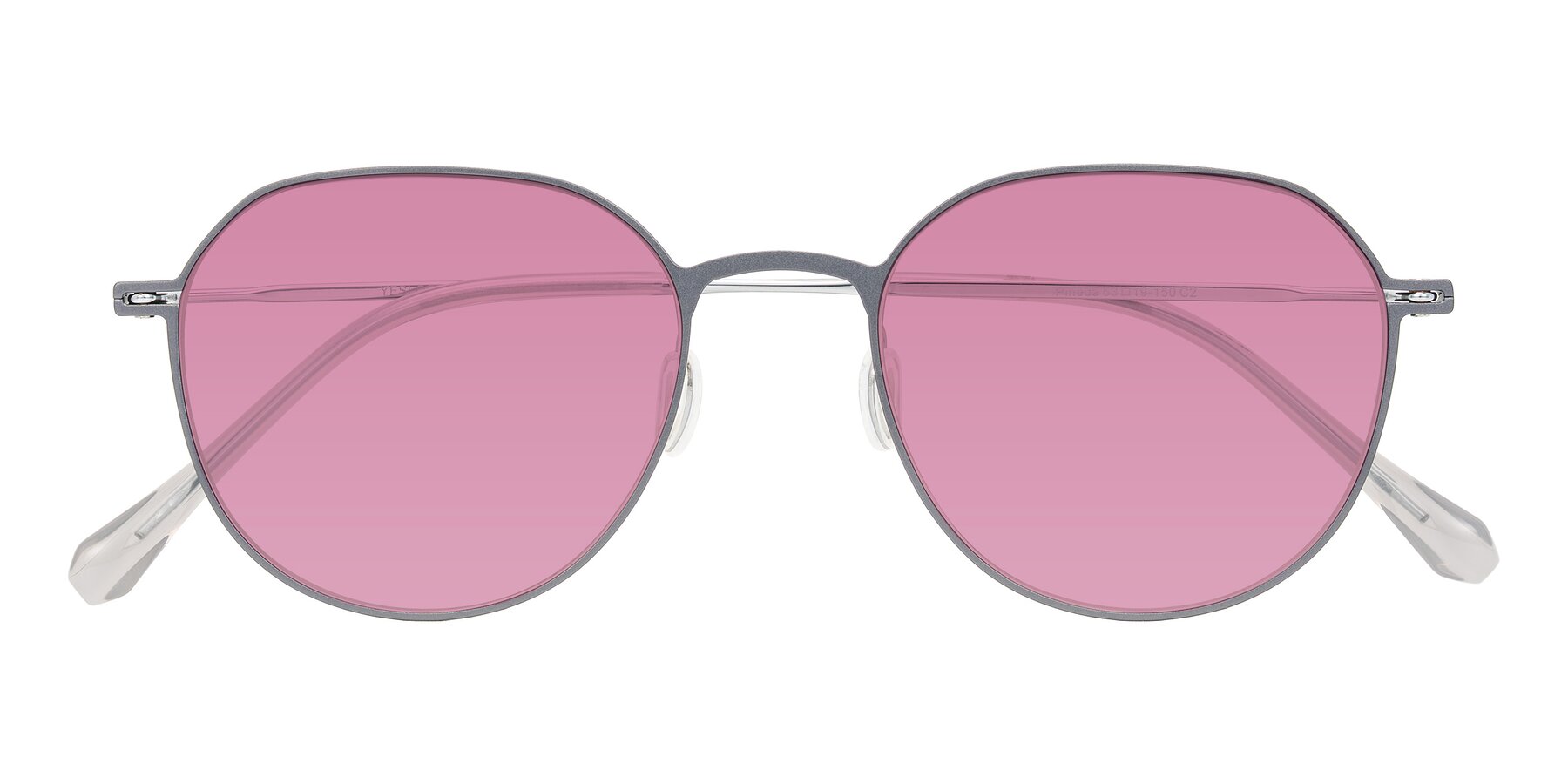 Folded Front of Pineda in Gray/Silver with Medium Wine Tinted Lenses