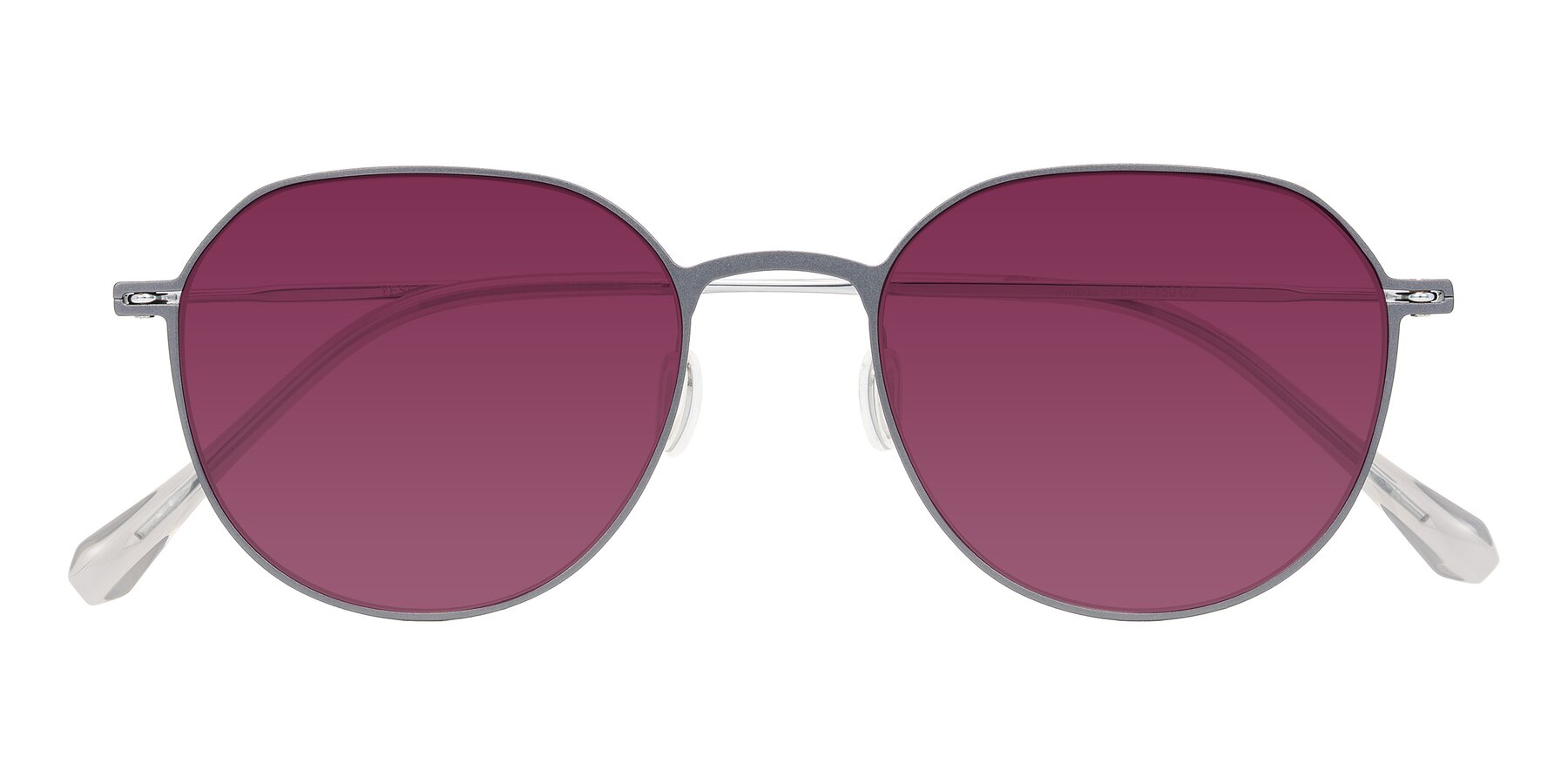 Folded Front of Pineda in Gray/Silver with Wine Tinted Lenses