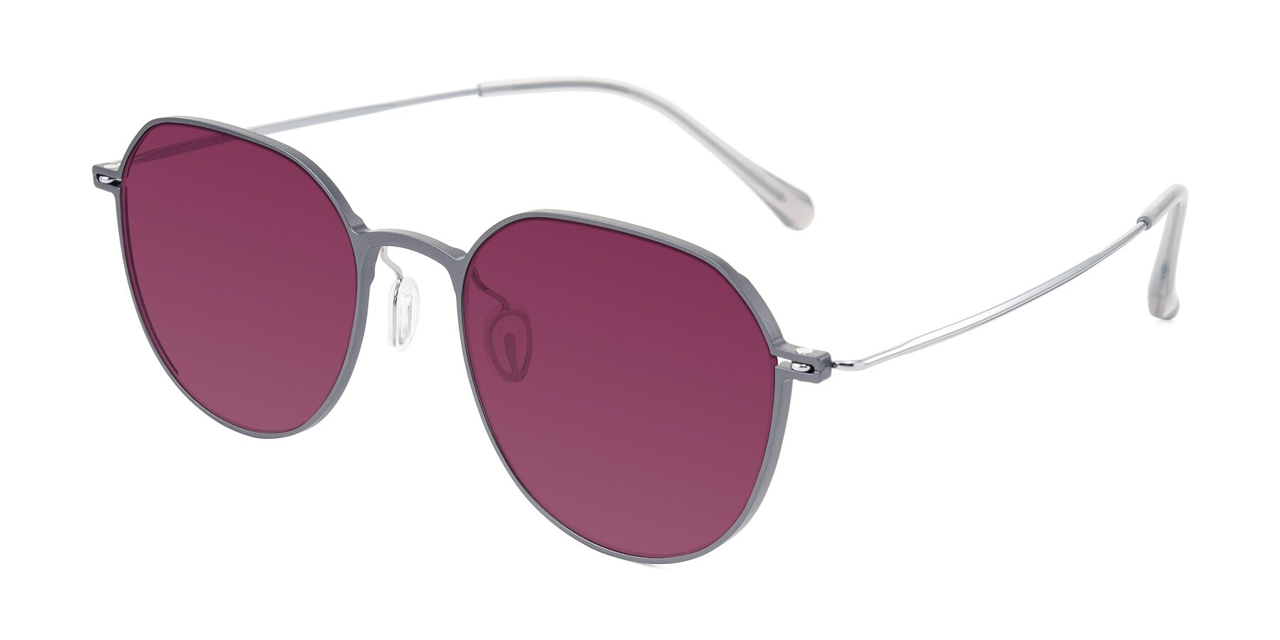 Angle of Pineda in Gray/Silver with Wine Tinted Lenses