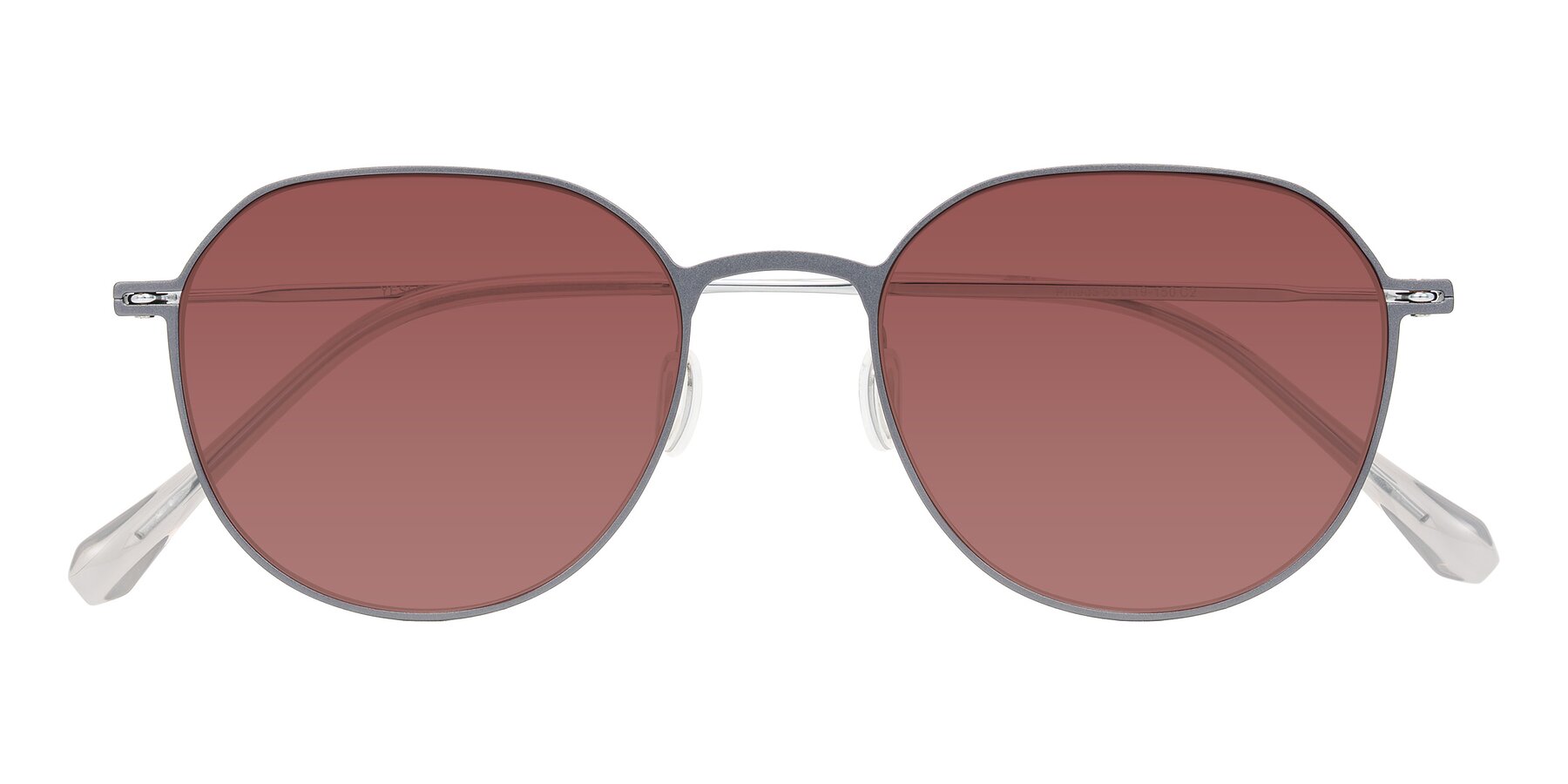 Folded Front of Pineda in Gray/Silver with Garnet Tinted Lenses