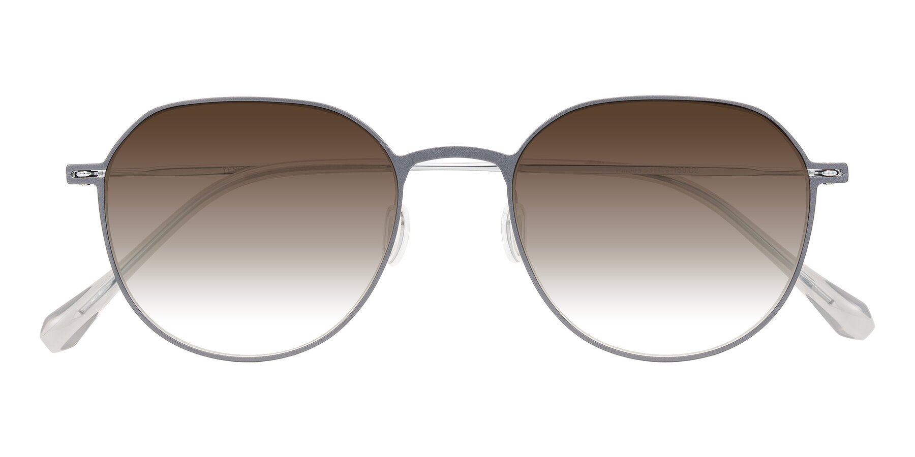 Folded Front of Pineda in Gray/Silver with Brown Gradient Lenses
