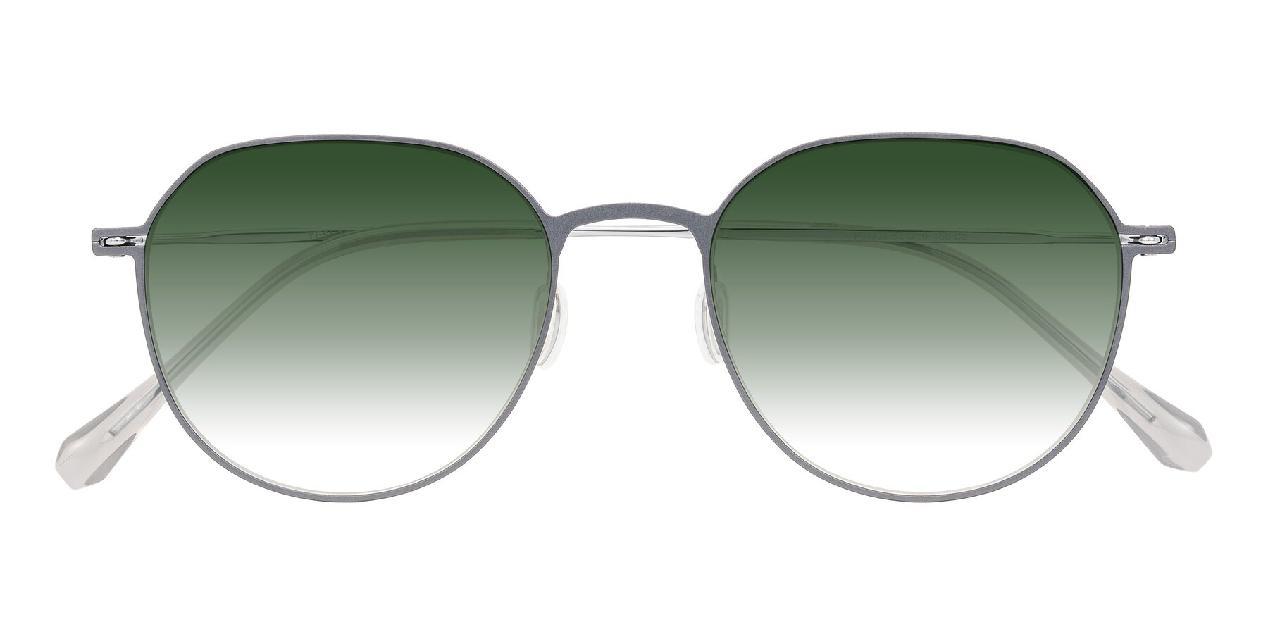 Folded Front of Pineda in Gray/Silver with Green Gradient Lenses