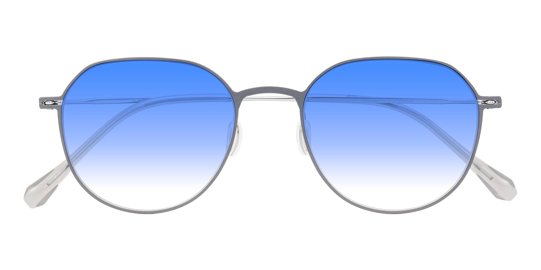 Folded Front of Pineda in Gray/Silver with Blue Gradient Lenses
