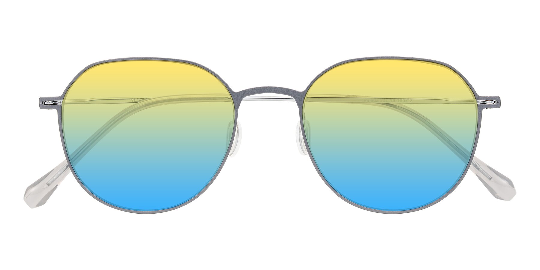 Folded Front of Pineda in Gray/Silver with Yellow / Blue Gradient Lenses