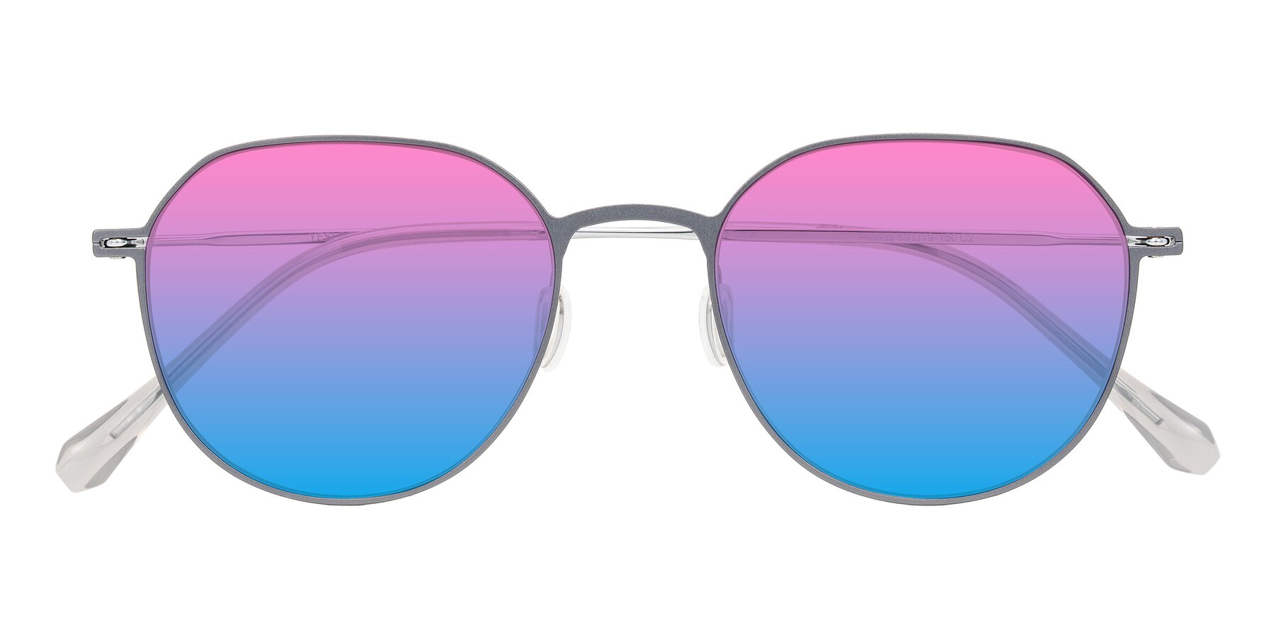 Folded Front of Pineda in Gray/Silver with Pink / Blue Gradient Lenses