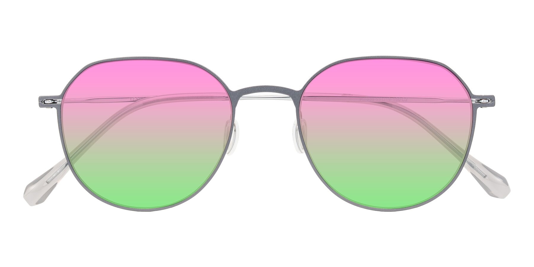 Folded Front of Pineda in Gray/Silver with Pink / Green Gradient Lenses