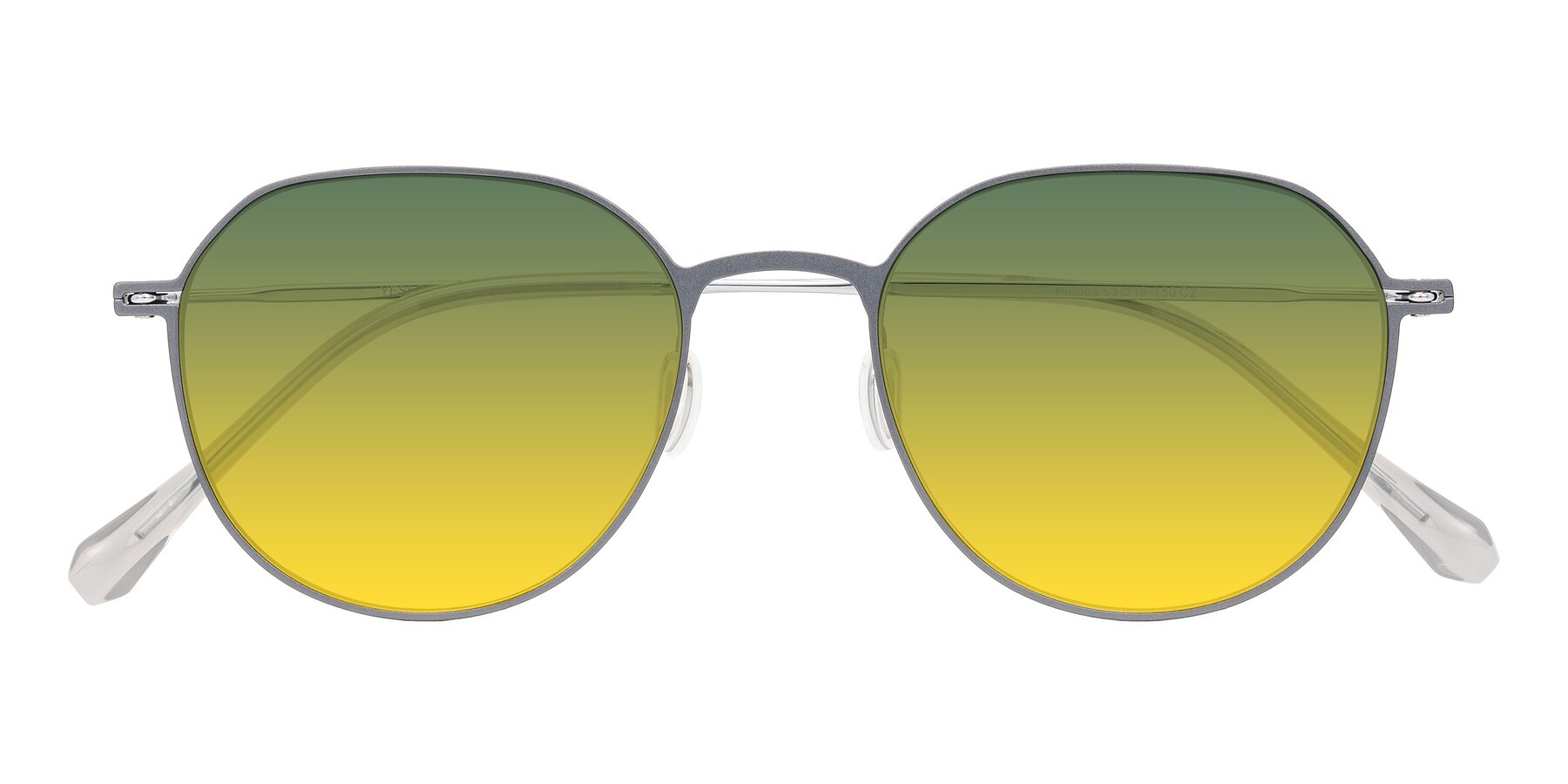 Folded Front of Pineda in Gray/Silver with Green / Yellow Gradient Lenses