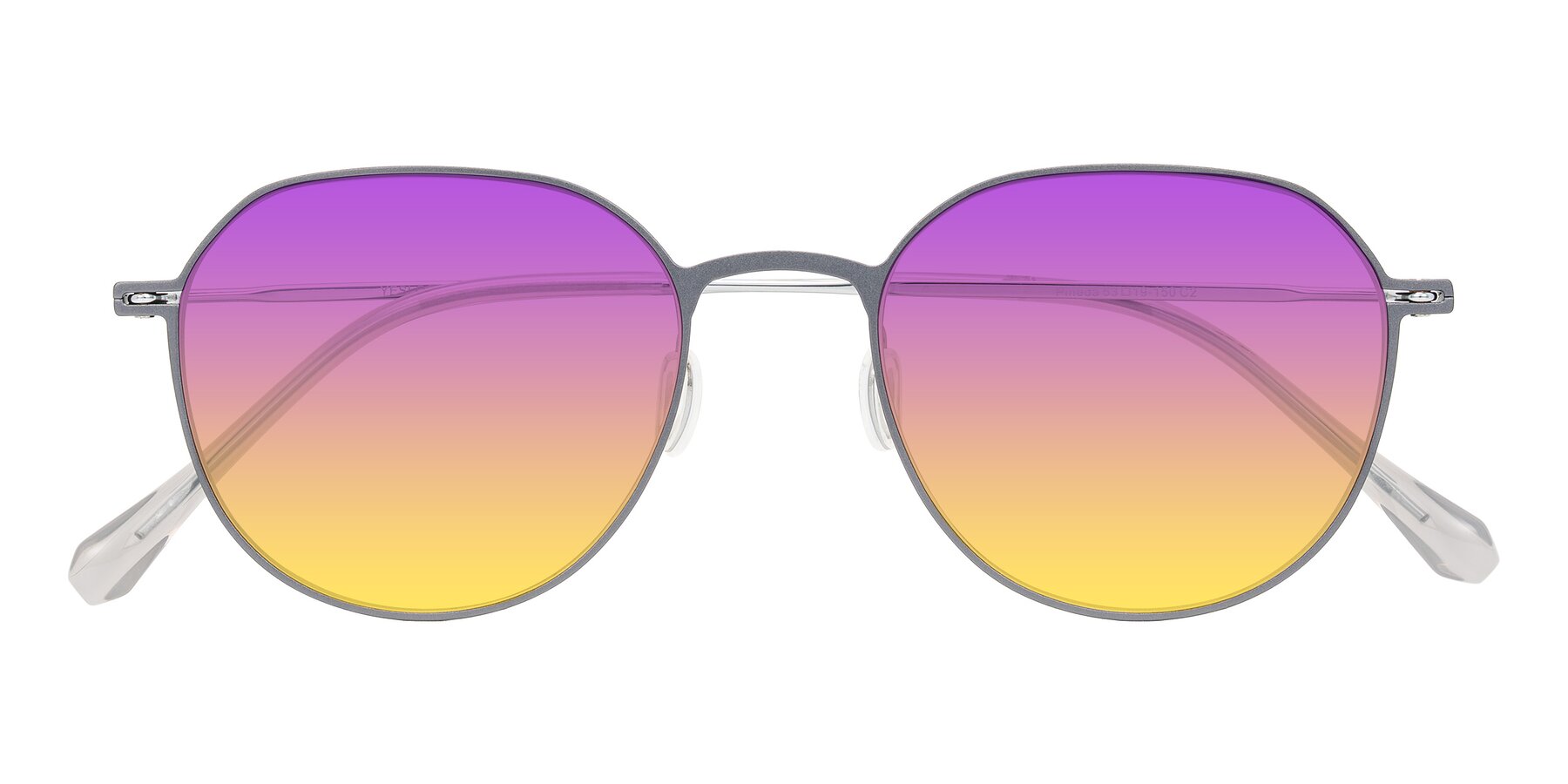 Folded Front of Pineda in Gray/Silver with Purple / Yellow Gradient Lenses