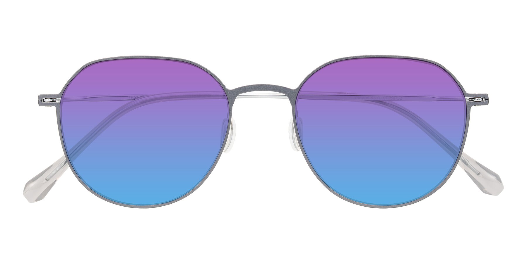 Folded Front of Pineda in Gray/Silver with Purple / Blue Gradient Lenses