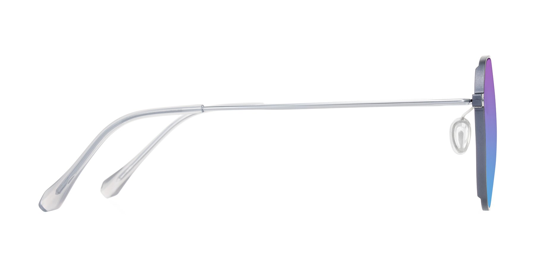 Side of Pineda in Gray/Silver with Purple / Blue Gradient Lenses