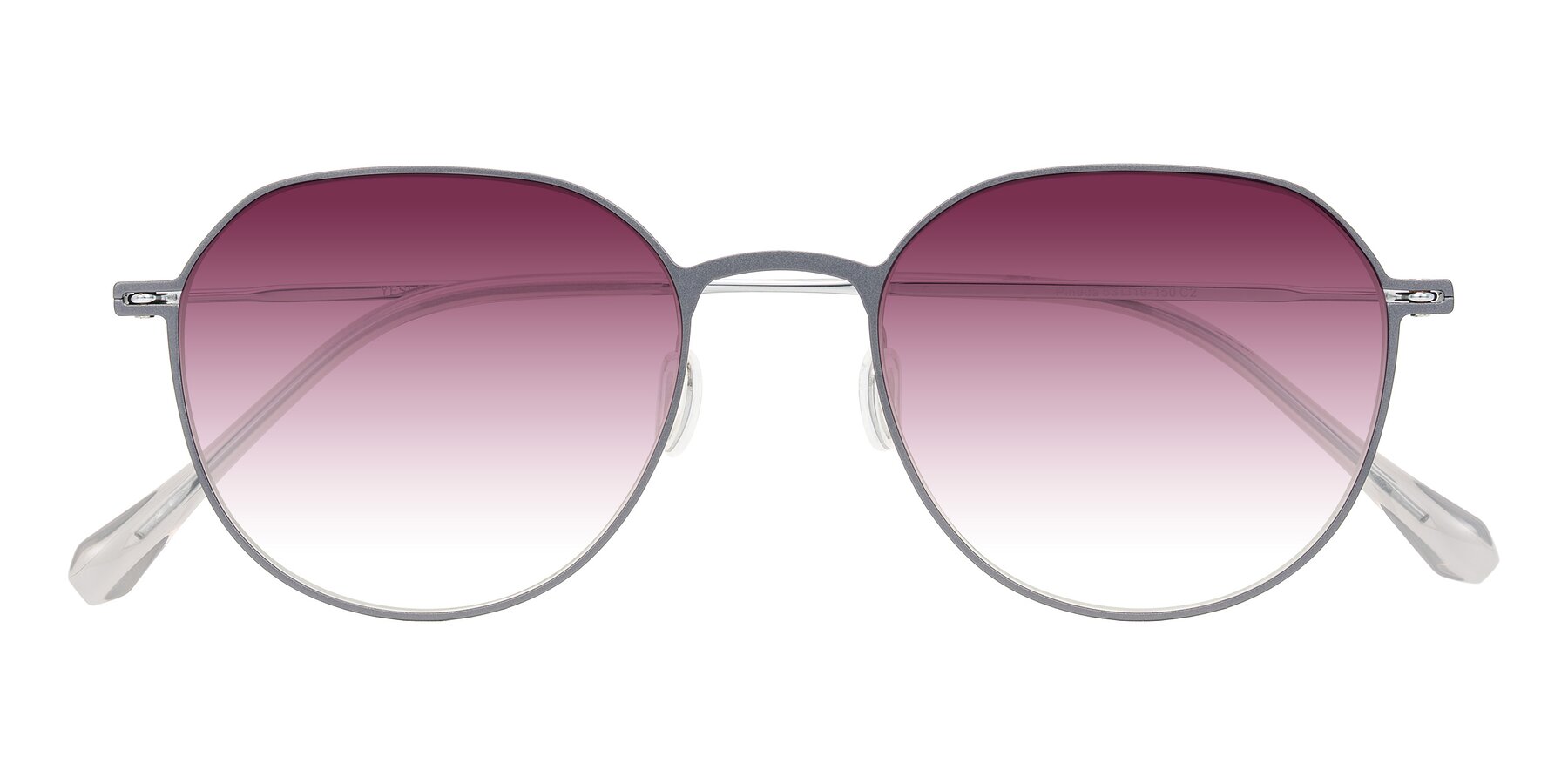 Folded Front of Pineda in Gray/Silver with Wine Gradient Lenses
