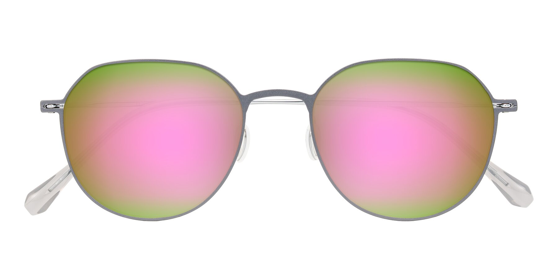Folded Front of Pineda in Gray/Silver with Pink Mirrored Lenses