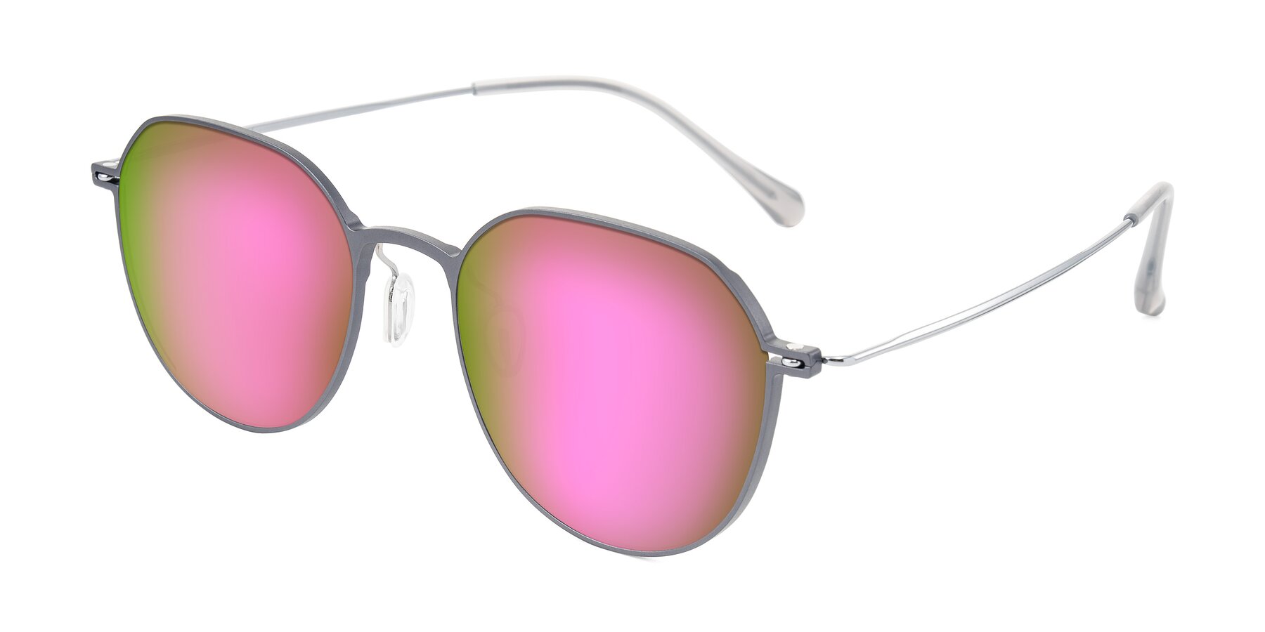 Angle of Pineda in Gray/Silver with Pink Mirrored Lenses