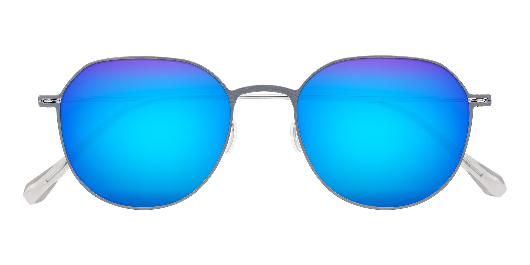 Folded Front of Pineda in Gray/Silver with Blue Mirrored Lenses