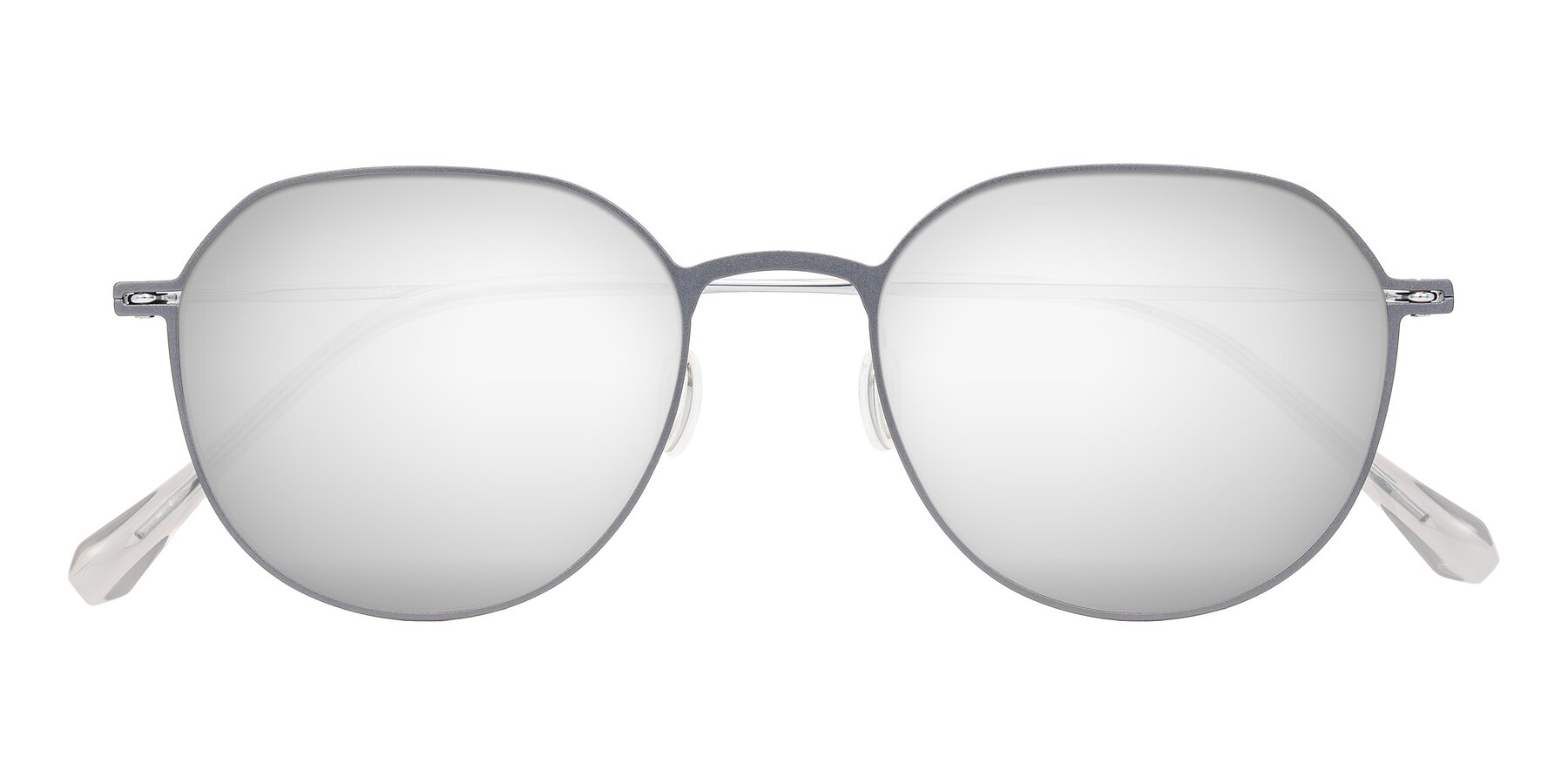 Folded Front of Pineda in Gray/Silver with Silver Mirrored Lenses