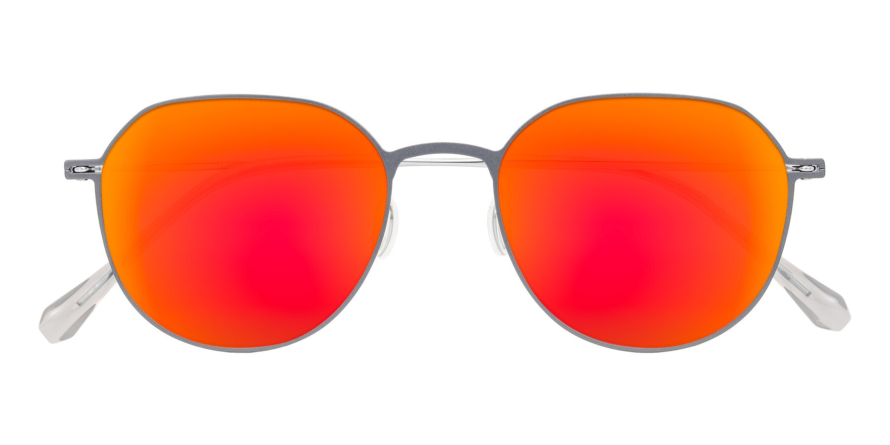 Folded Front of Pineda in Gray/Silver with Red Gold Mirrored Lenses
