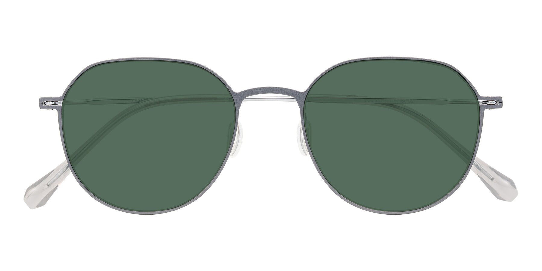 Folded Front of Pineda in Gray/Silver with Green Polarized Lenses