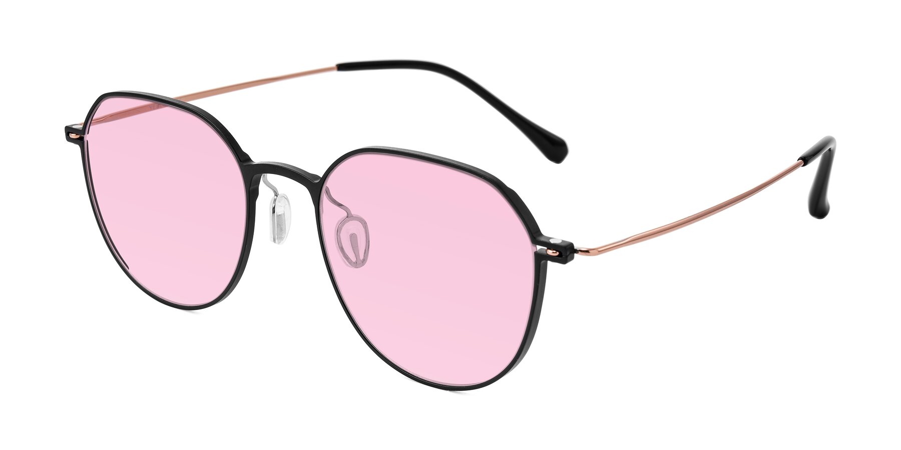 Angle of Pineda in Black/Rose Gold with Light Pink Tinted Lenses
