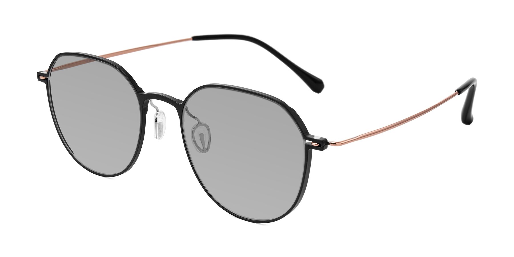 Angle of Pineda in Black/Rose Gold with Light Gray Tinted Lenses