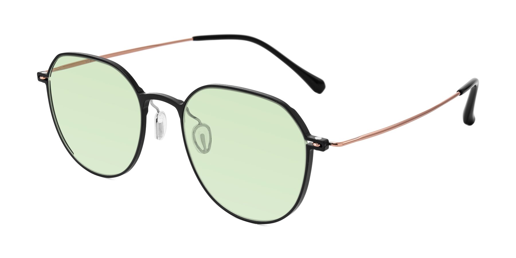 Angle of Pineda in Black/Rose Gold with Light Green Tinted Lenses