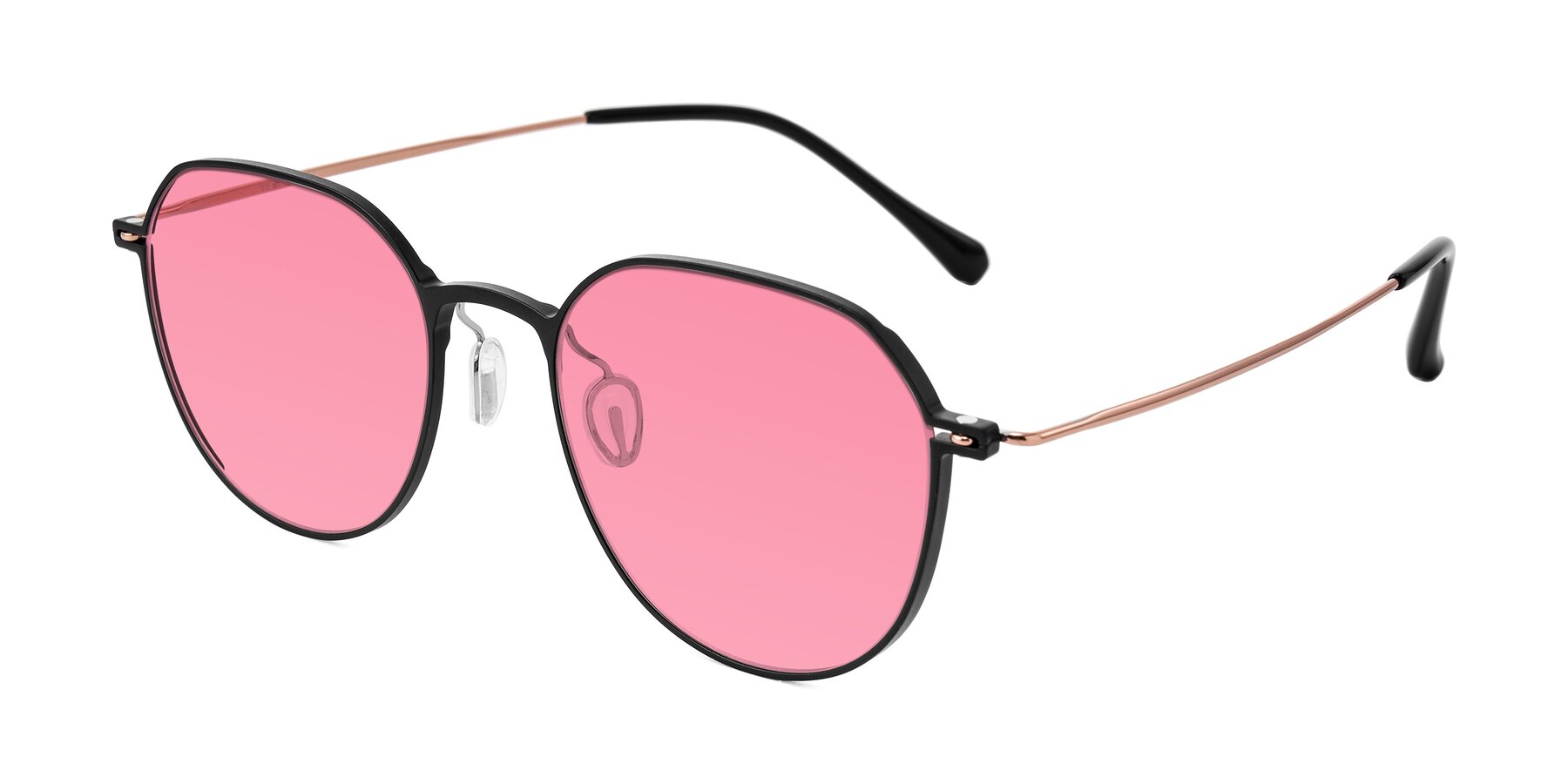 Angle of Pineda in Black/Rose Gold with Pink Tinted Lenses