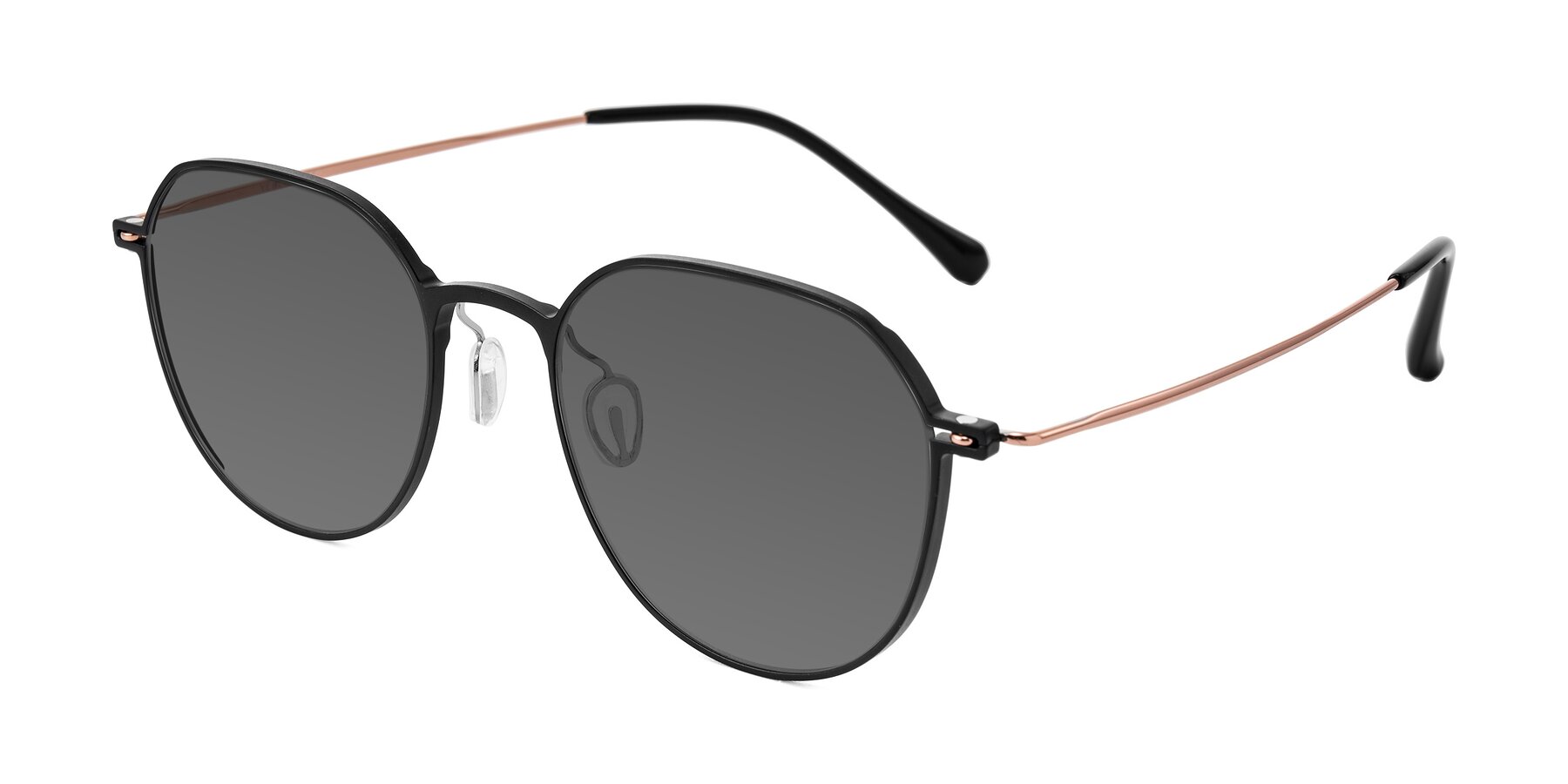 Angle of Pineda in Black/Rose Gold with Medium Gray Tinted Lenses
