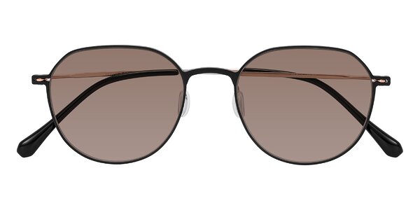 Front of Pineda in Black/Rose Gold