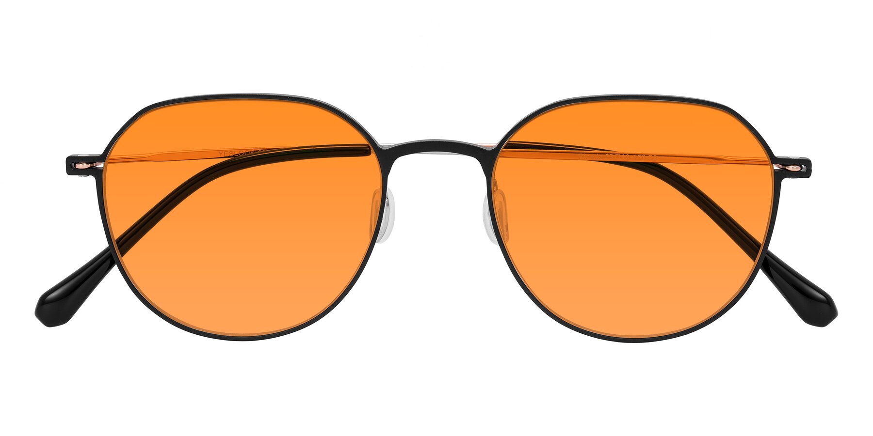 Folded Front of Pineda in Black/Rose Gold with Orange Tinted Lenses
