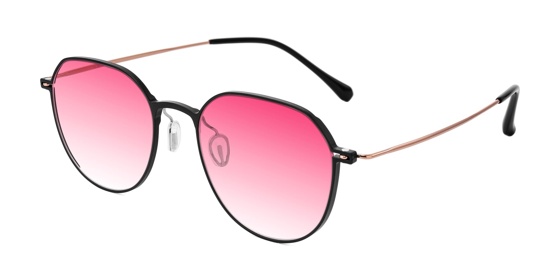 Angle of Pineda in Black/Rose Gold with Pink Gradient Lenses