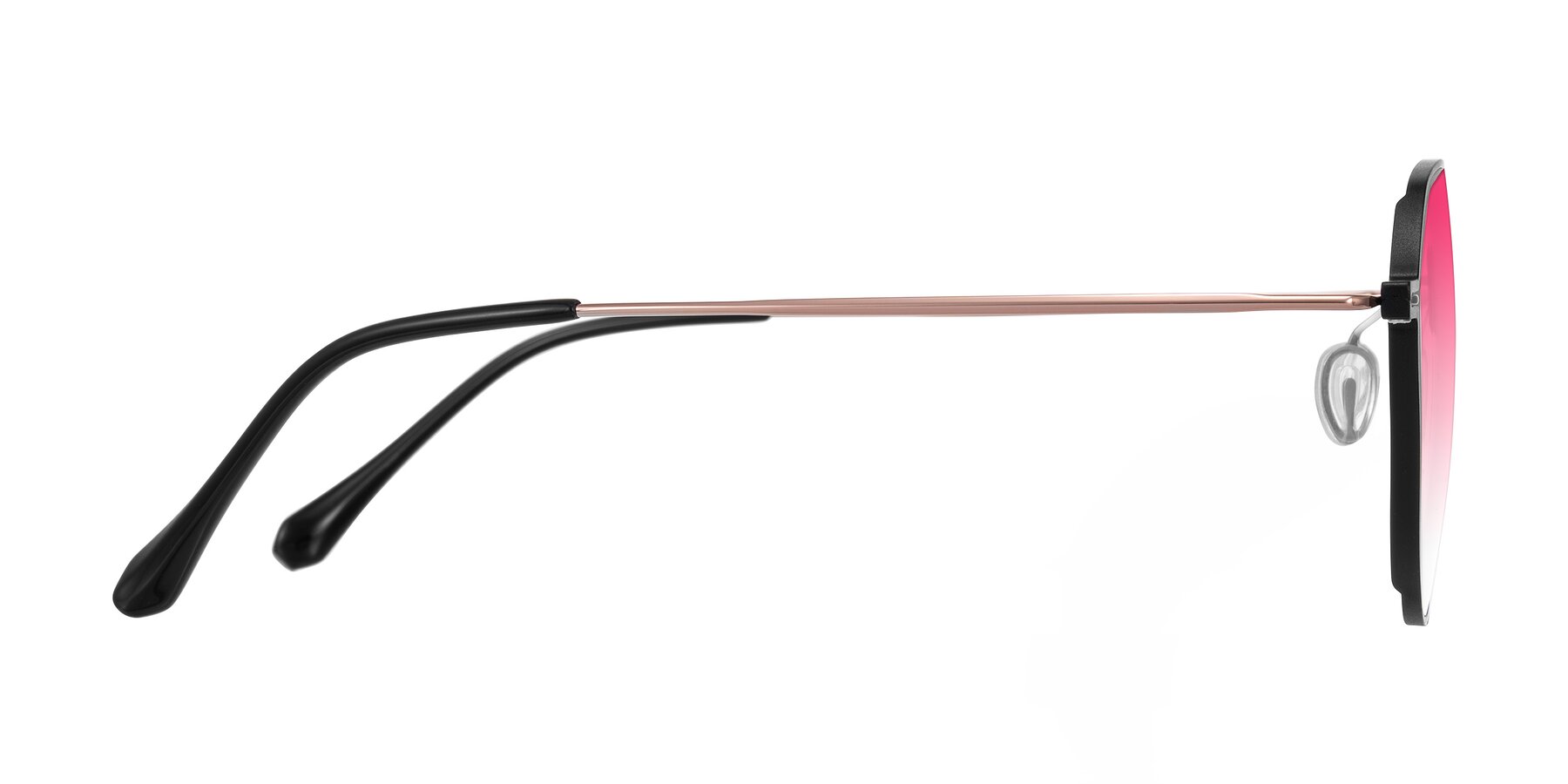 Side of Pineda in Black/Rose Gold with Pink Gradient Lenses