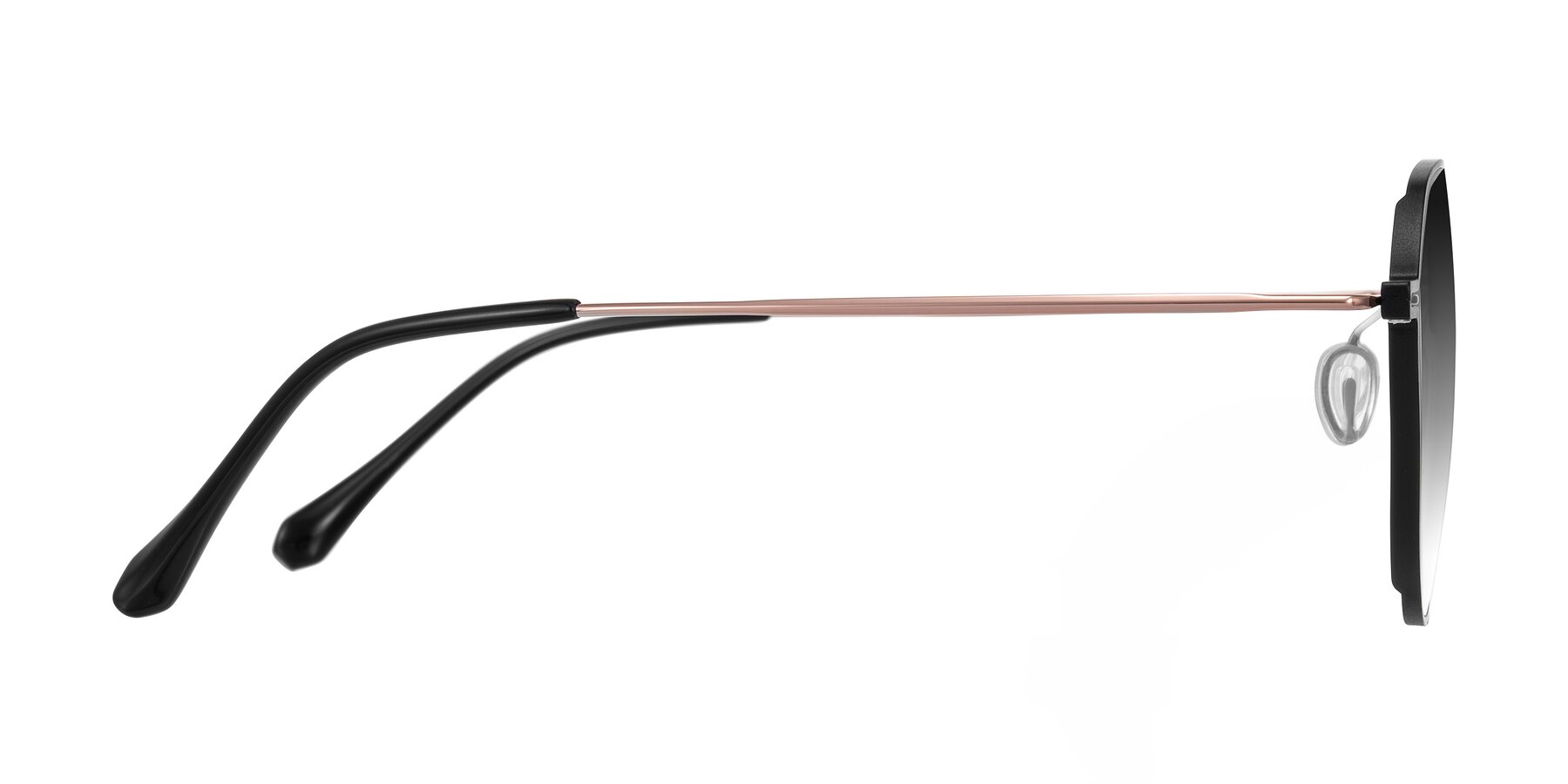 Side of Pineda in Black/Rose Gold with Gray Gradient Lenses
