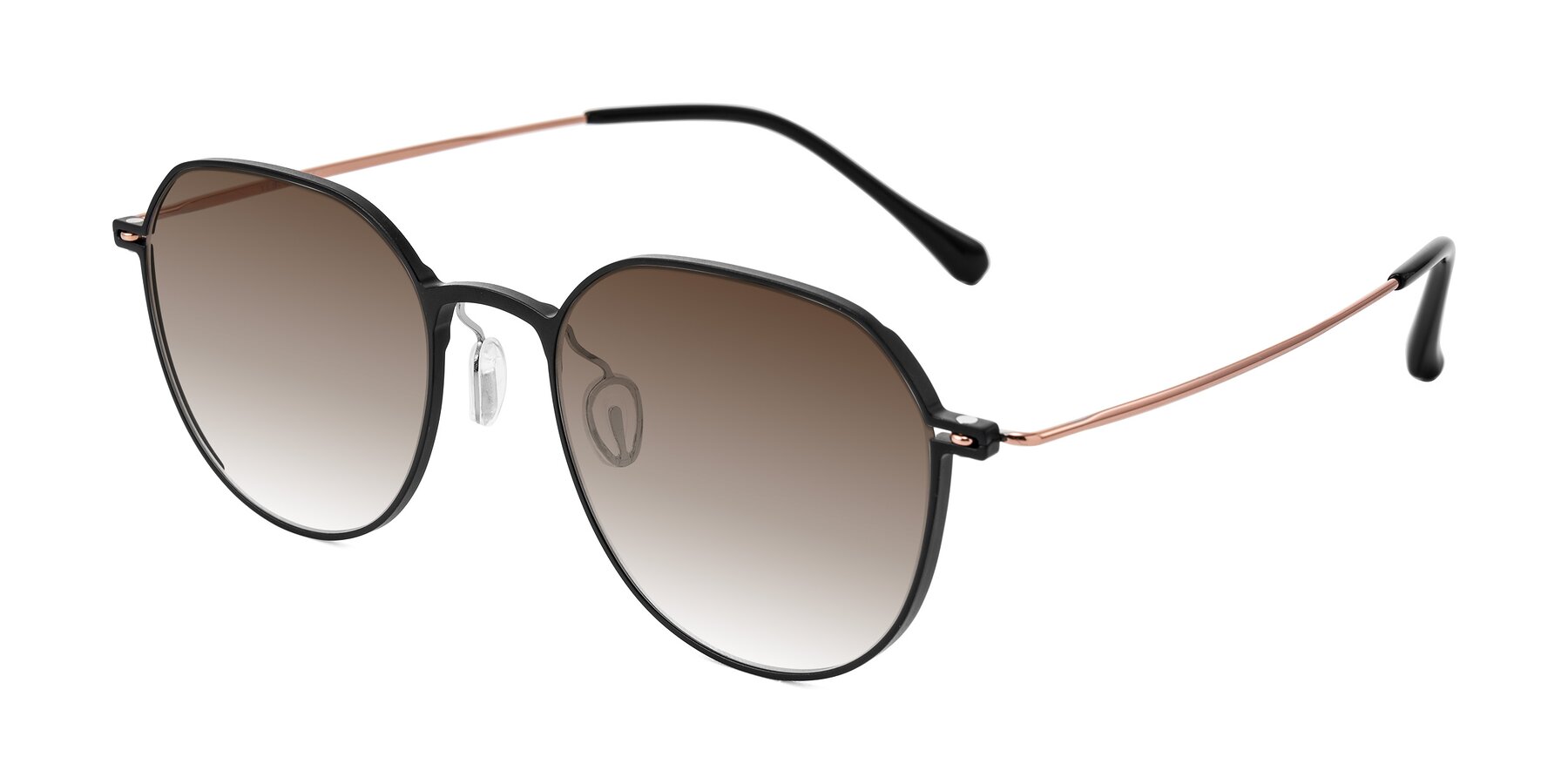 Angle of Pineda in Black/Rose Gold with Brown Gradient Lenses
