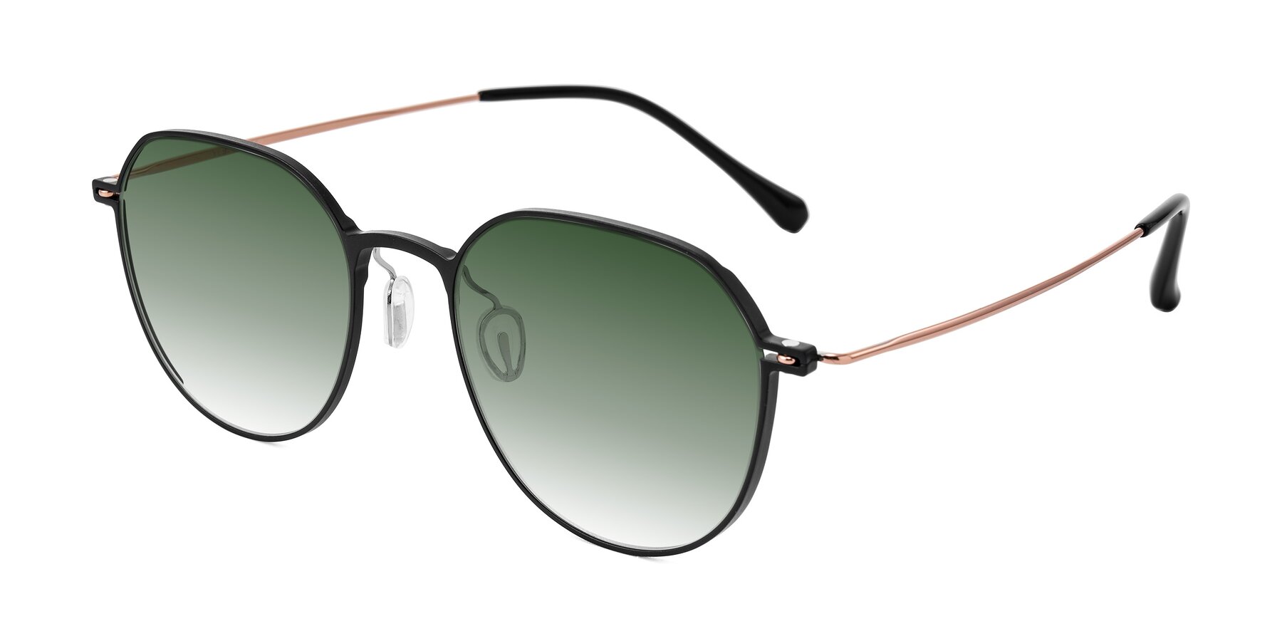 Angle of Pineda in Black/Rose Gold with Green Gradient Lenses