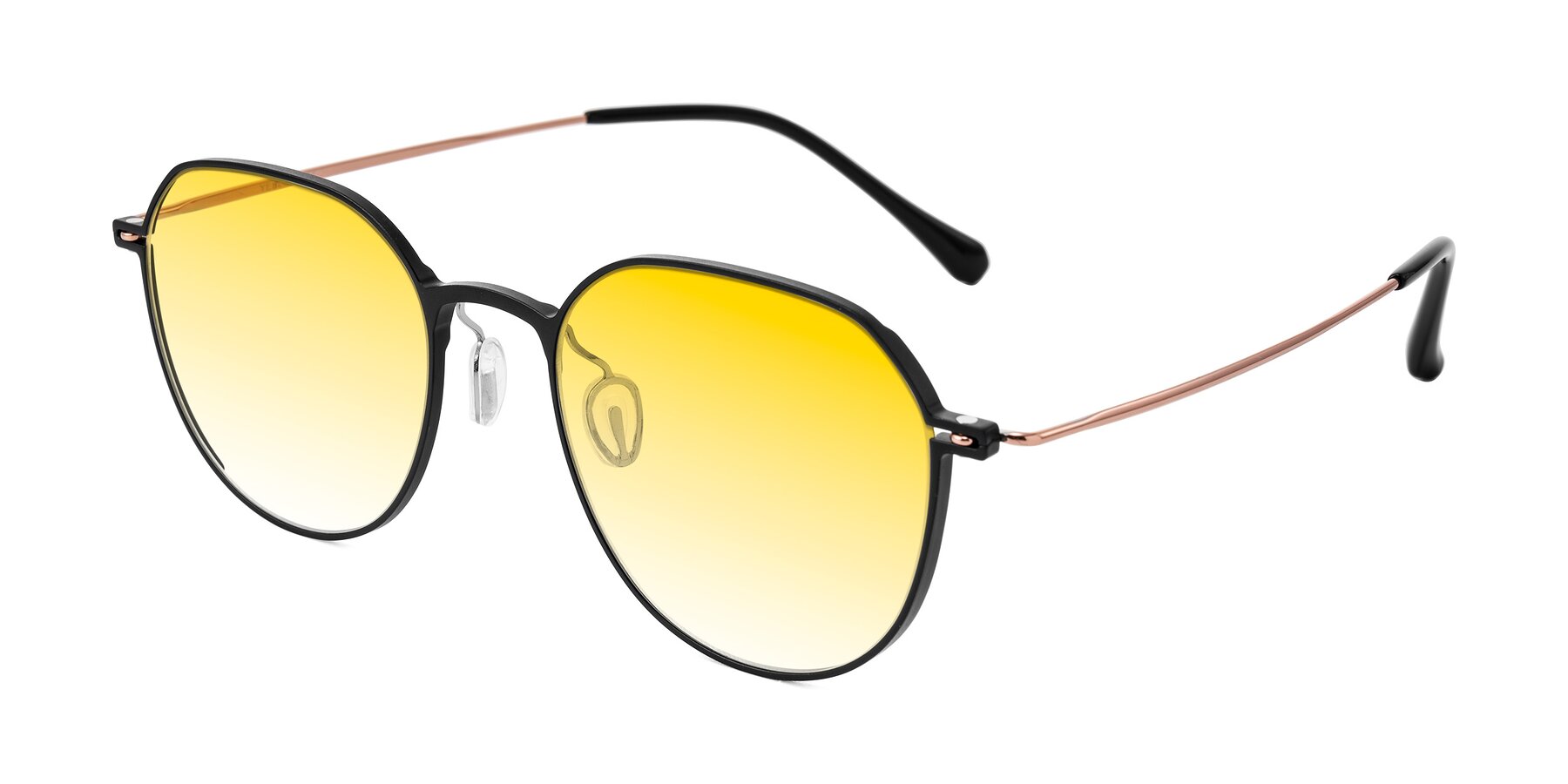 Angle of Pineda in Black/Rose Gold with Yellow Gradient Lenses
