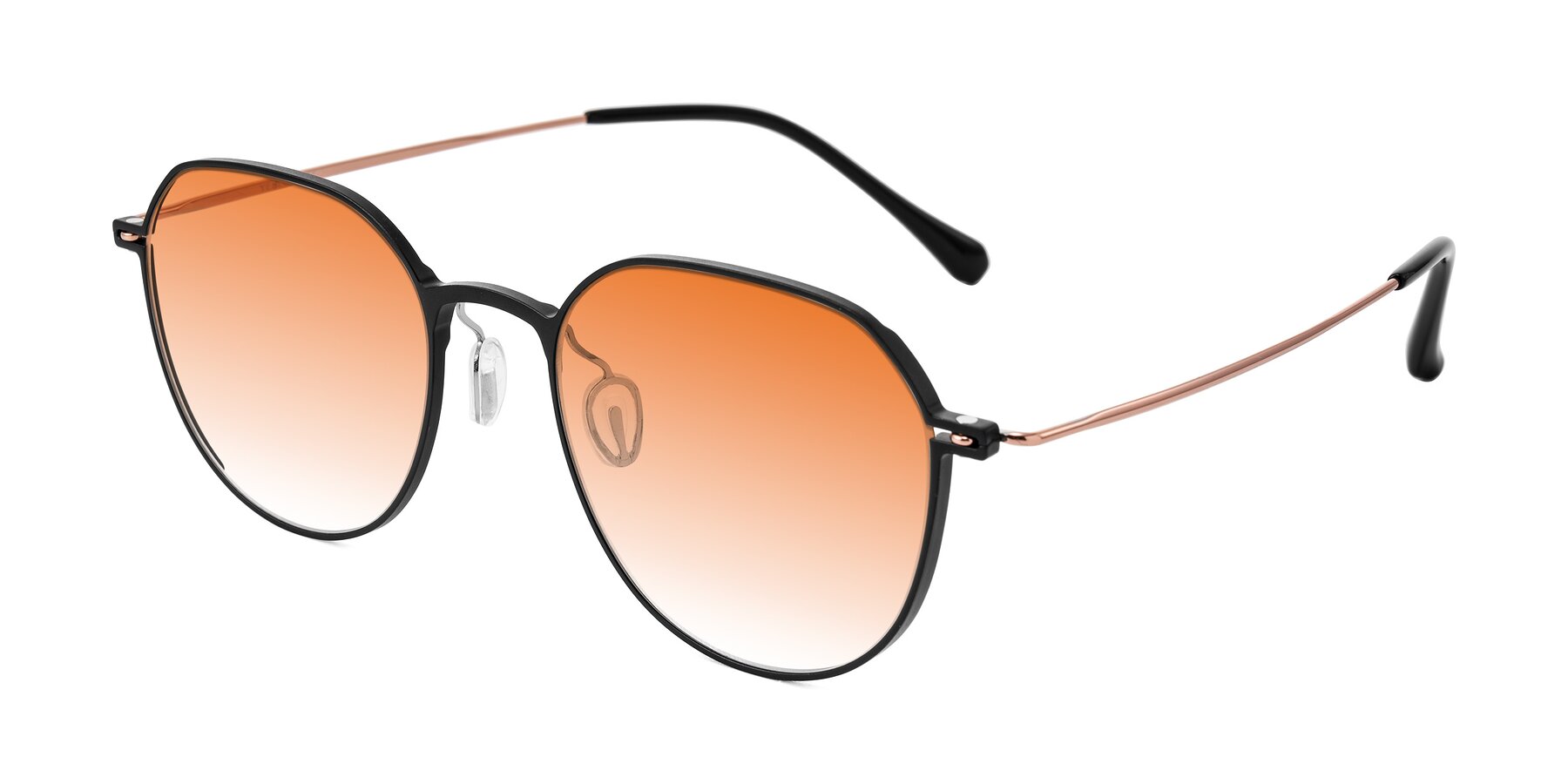 Angle of Pineda in Black/Rose Gold with Orange Gradient Lenses