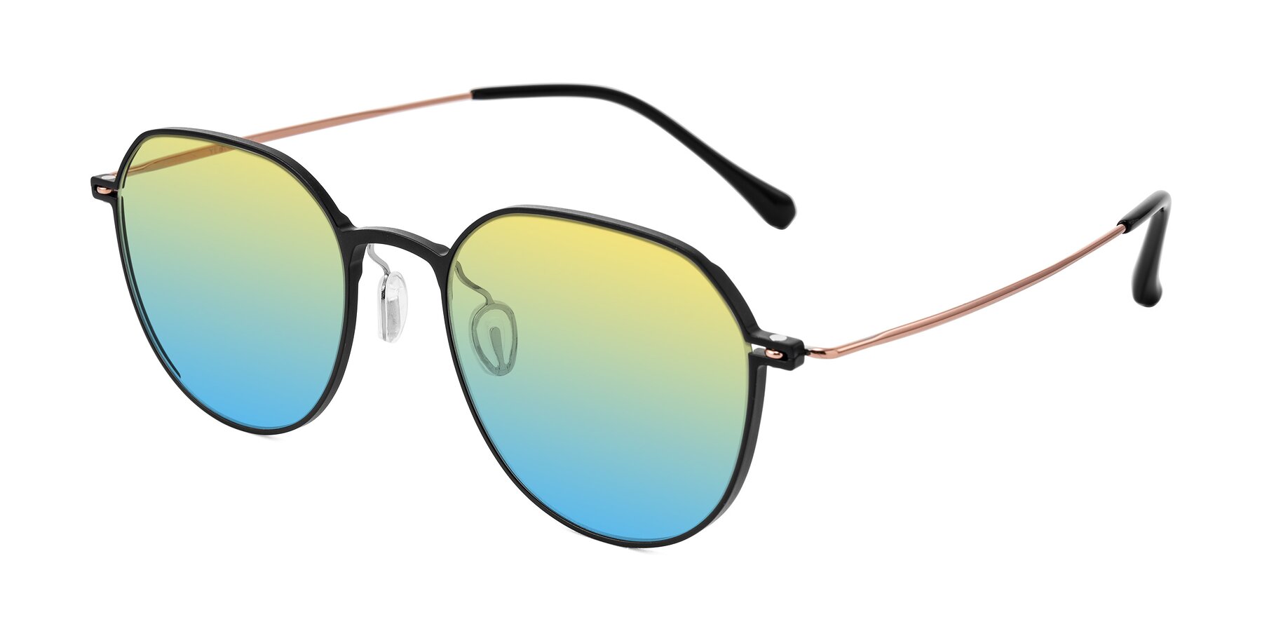Angle of Pineda in Black/Rose Gold with Yellow / Blue Gradient Lenses