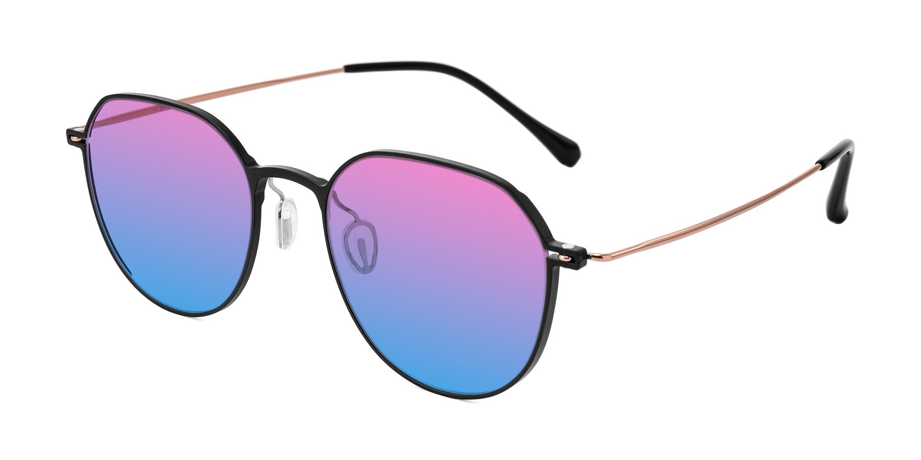 Angle of Pineda in Black/Rose Gold with Pink / Blue Gradient Lenses