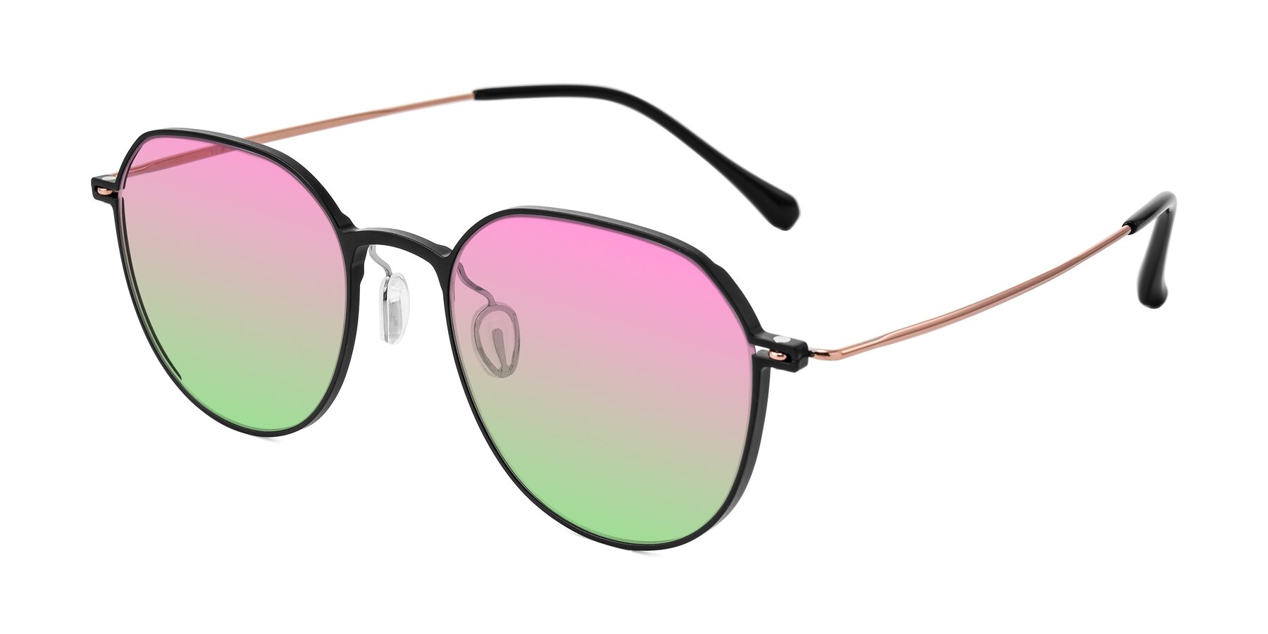 Angle of Pineda in Black/Rose Gold with Pink / Green Gradient Lenses