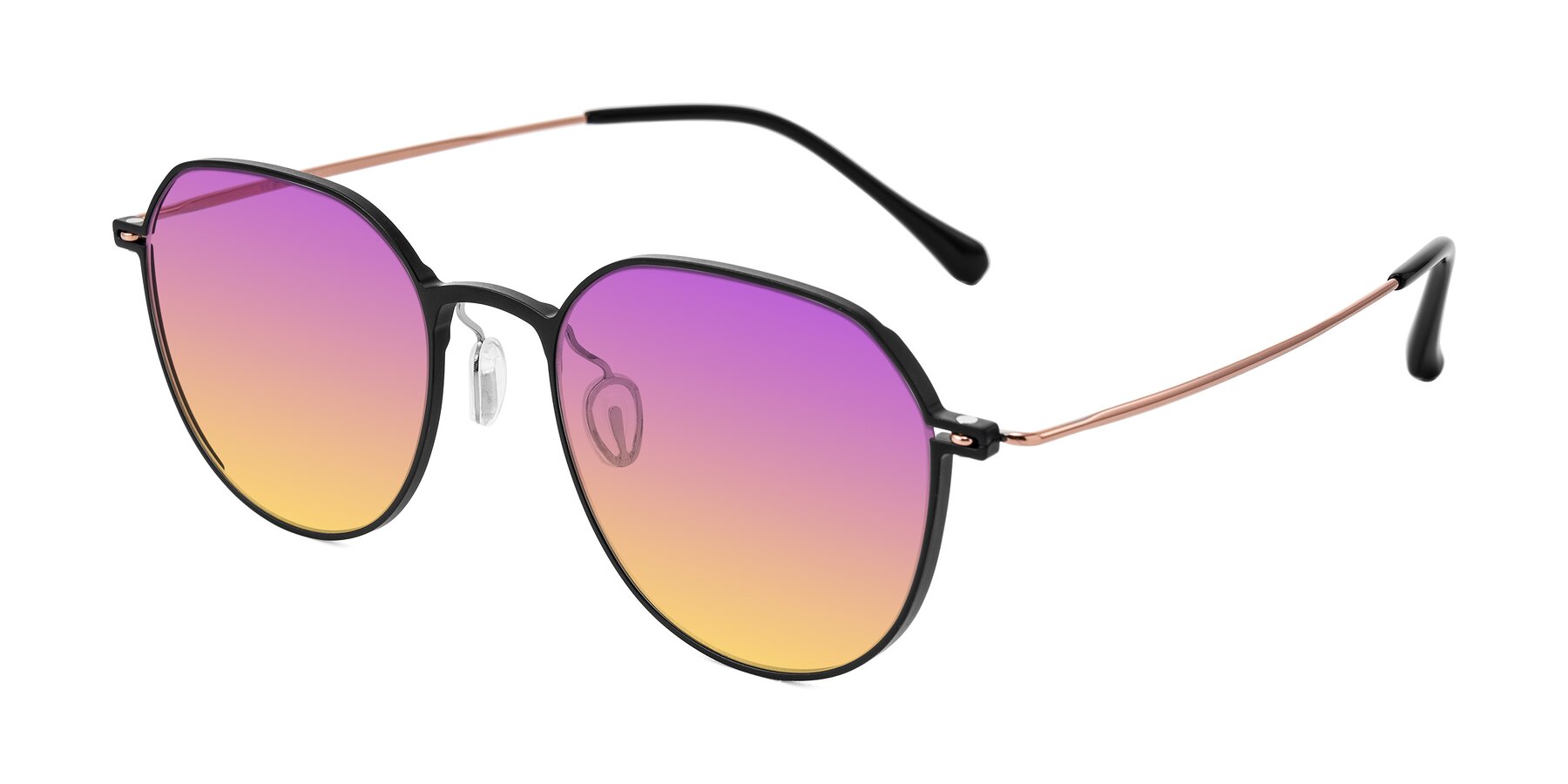 Angle of Pineda in Black/Rose Gold with Purple / Yellow Gradient Lenses