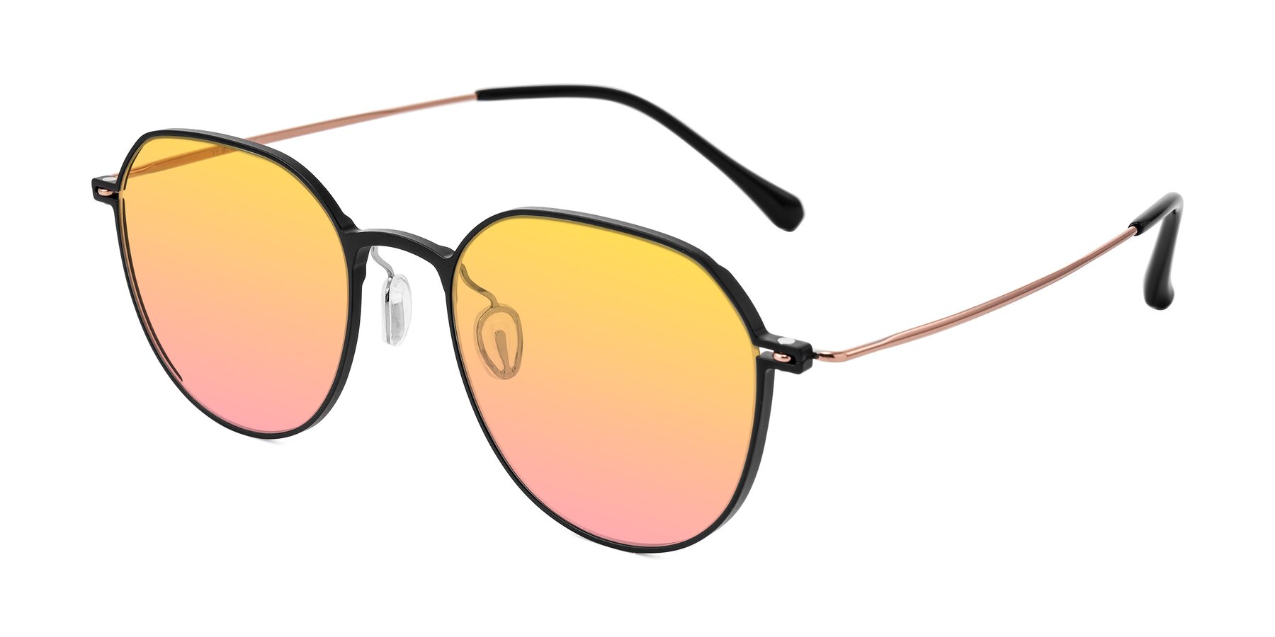 Angle of Pineda in Black/Rose Gold with Yellow / Pink Gradient Lenses