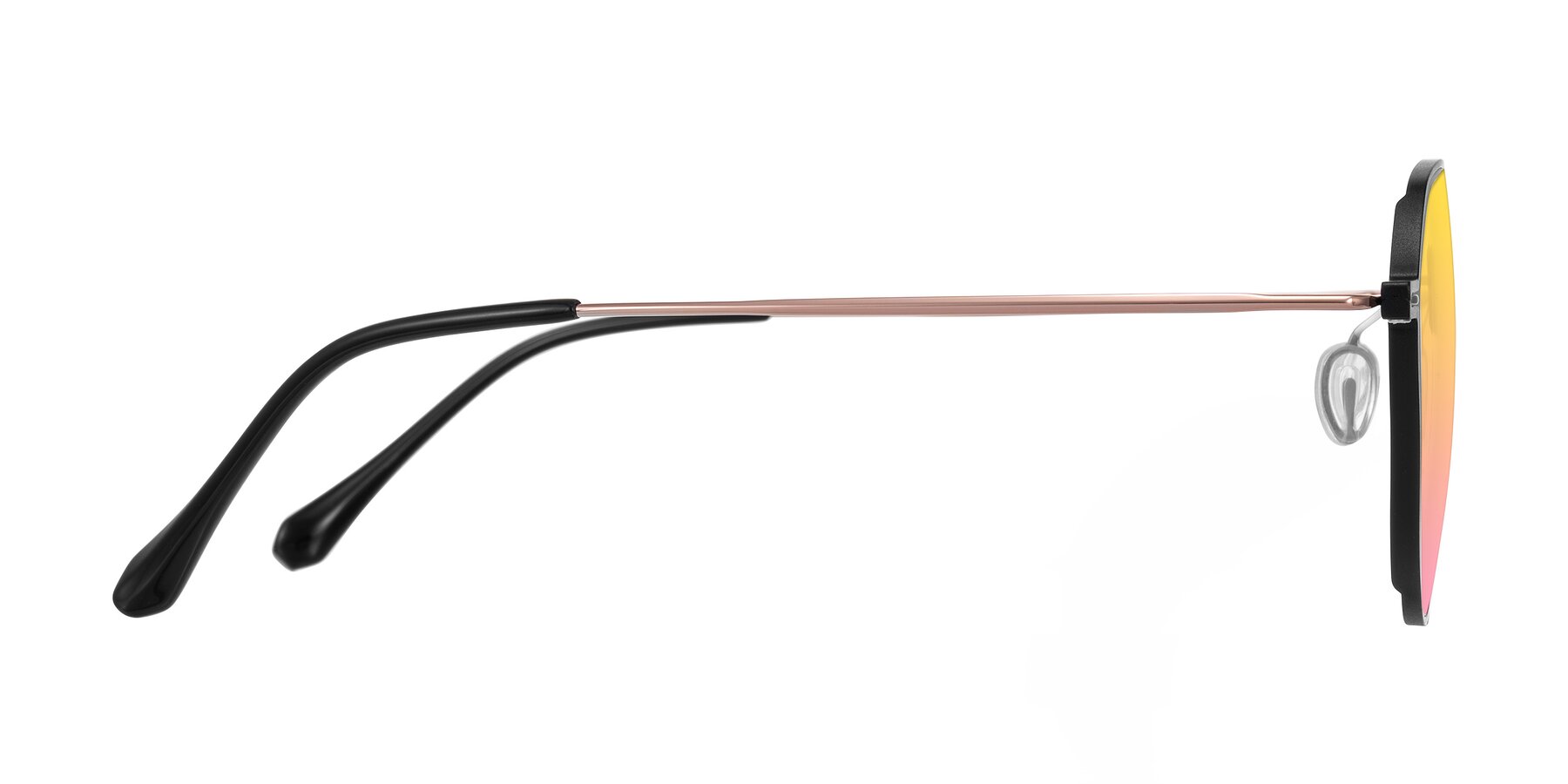 Side of Pineda in Black/Rose Gold with Yellow / Pink Gradient Lenses