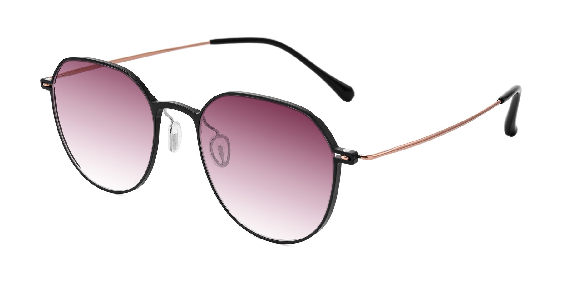 Angle of Pineda in Black/Rose Gold with Wine Gradient Lenses