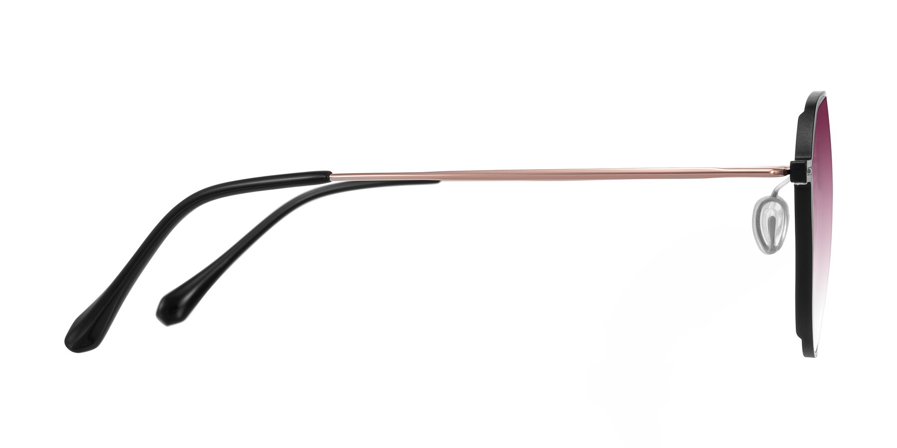 Side of Pineda in Black/Rose Gold with Wine Gradient Lenses