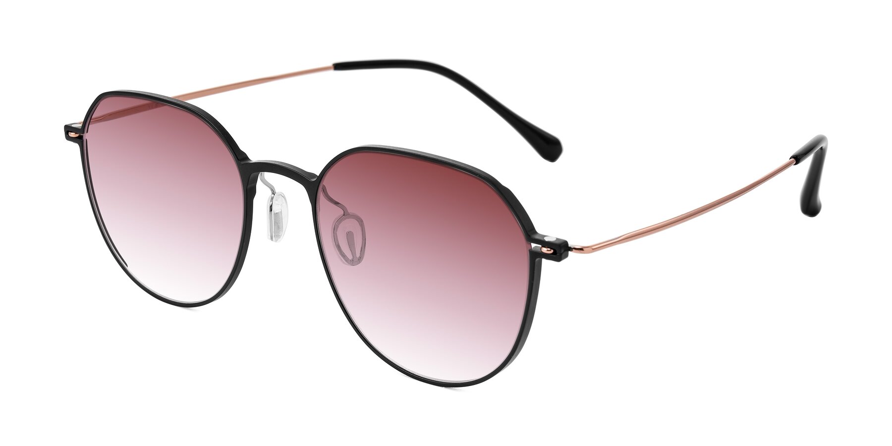 Angle of Pineda in Black/Rose Gold with Garnet Gradient Lenses
