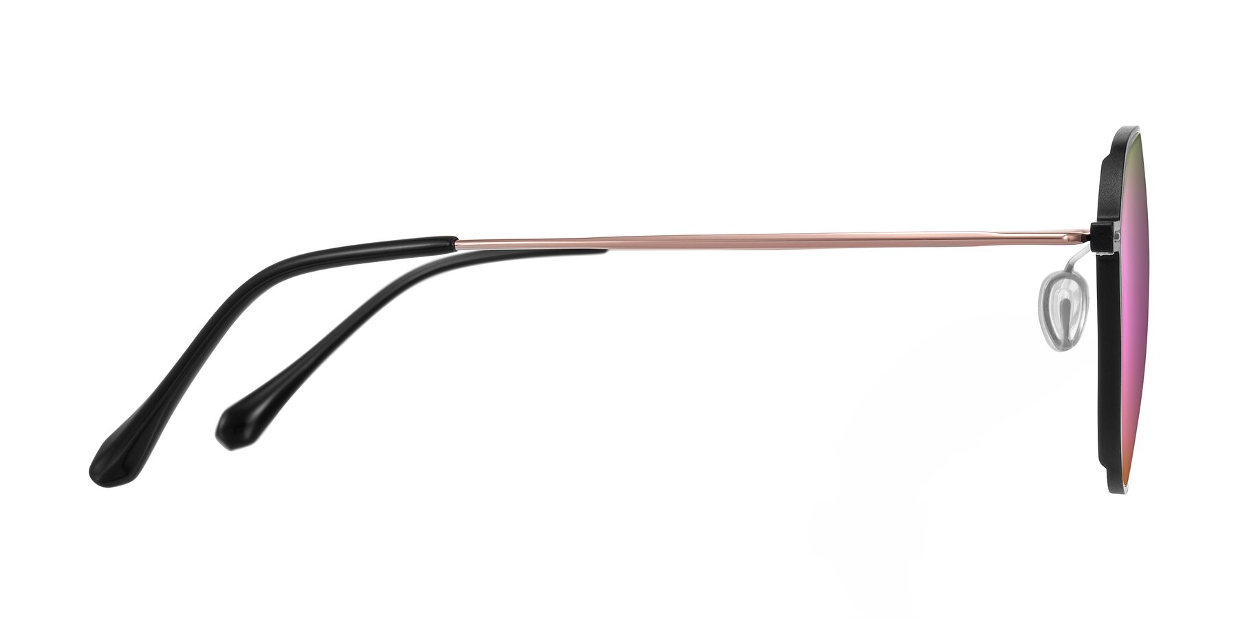 Side of Pineda in Black/Rose Gold with Pink Mirrored Lenses