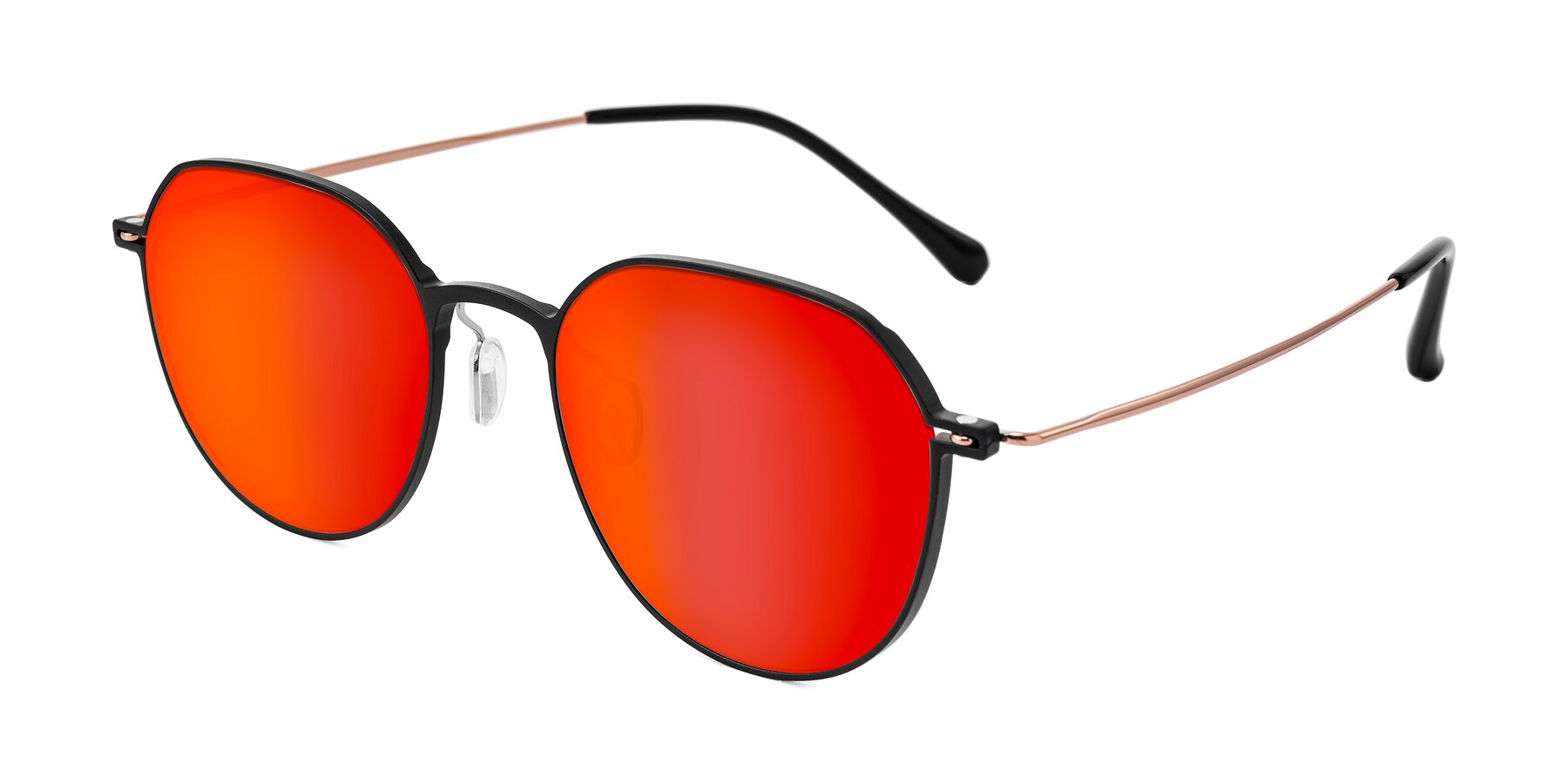 Angle of Pineda in Black/Rose Gold with Red Gold Mirrored Lenses