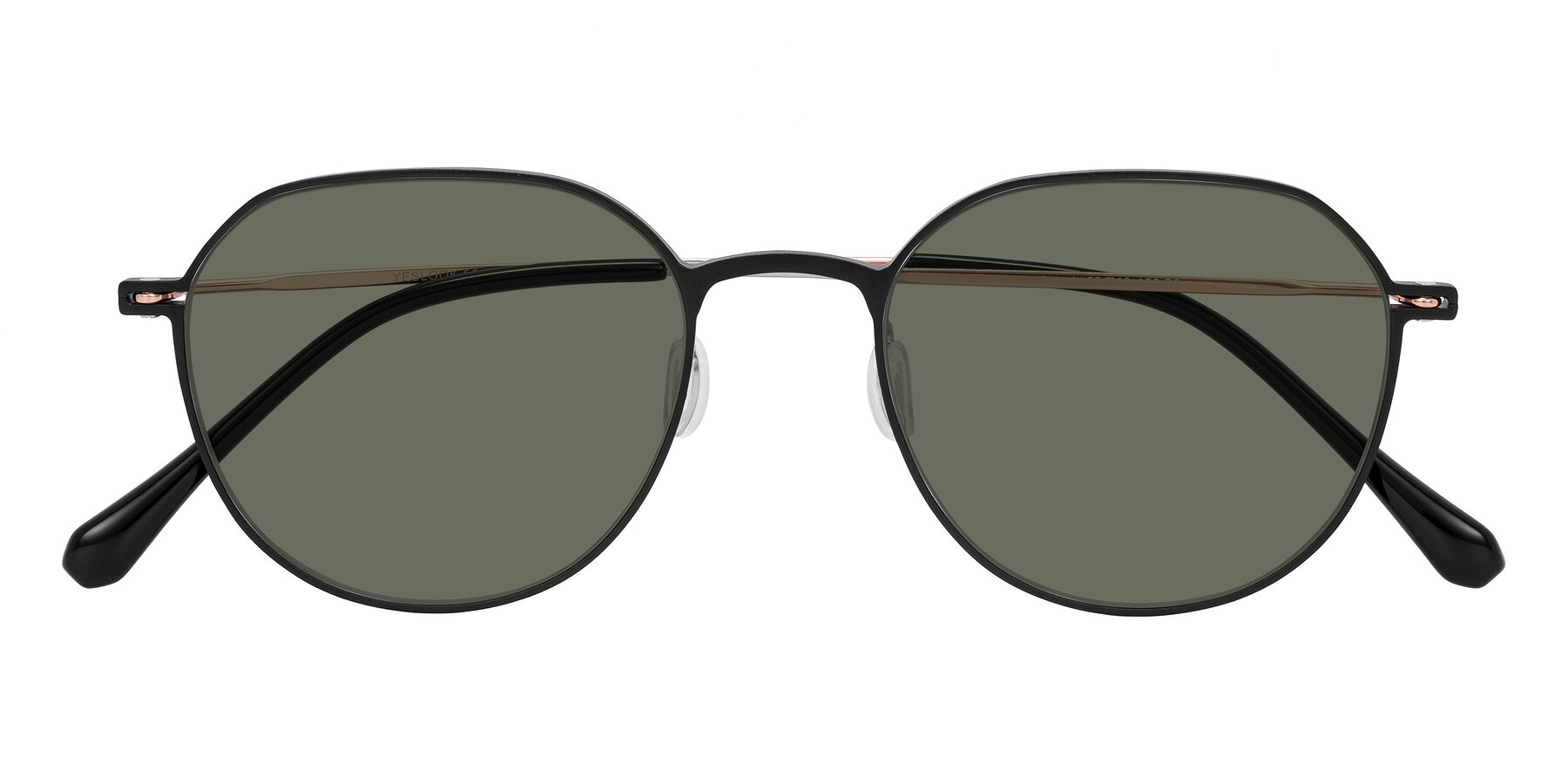 Folded Front of Pineda in Black/Rose Gold with Gray Polarized Lenses