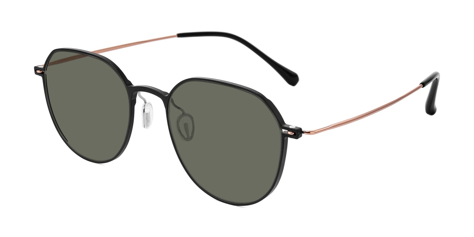 Angle of Pineda in Black/Rose Gold with Gray Polarized Lenses